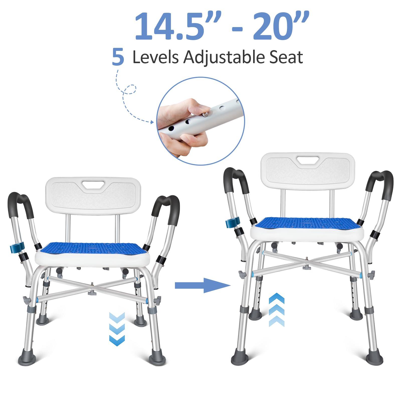 KingPavonini KingPavonini Shower Chair for Inside Shower, 550LBs Heavy Duty Bath Chair with Arms, Medical Shower Seat, Bath Stool Safety Shower Bench with Reinforced Crossing Bar for Elderly, Adults, Disabled