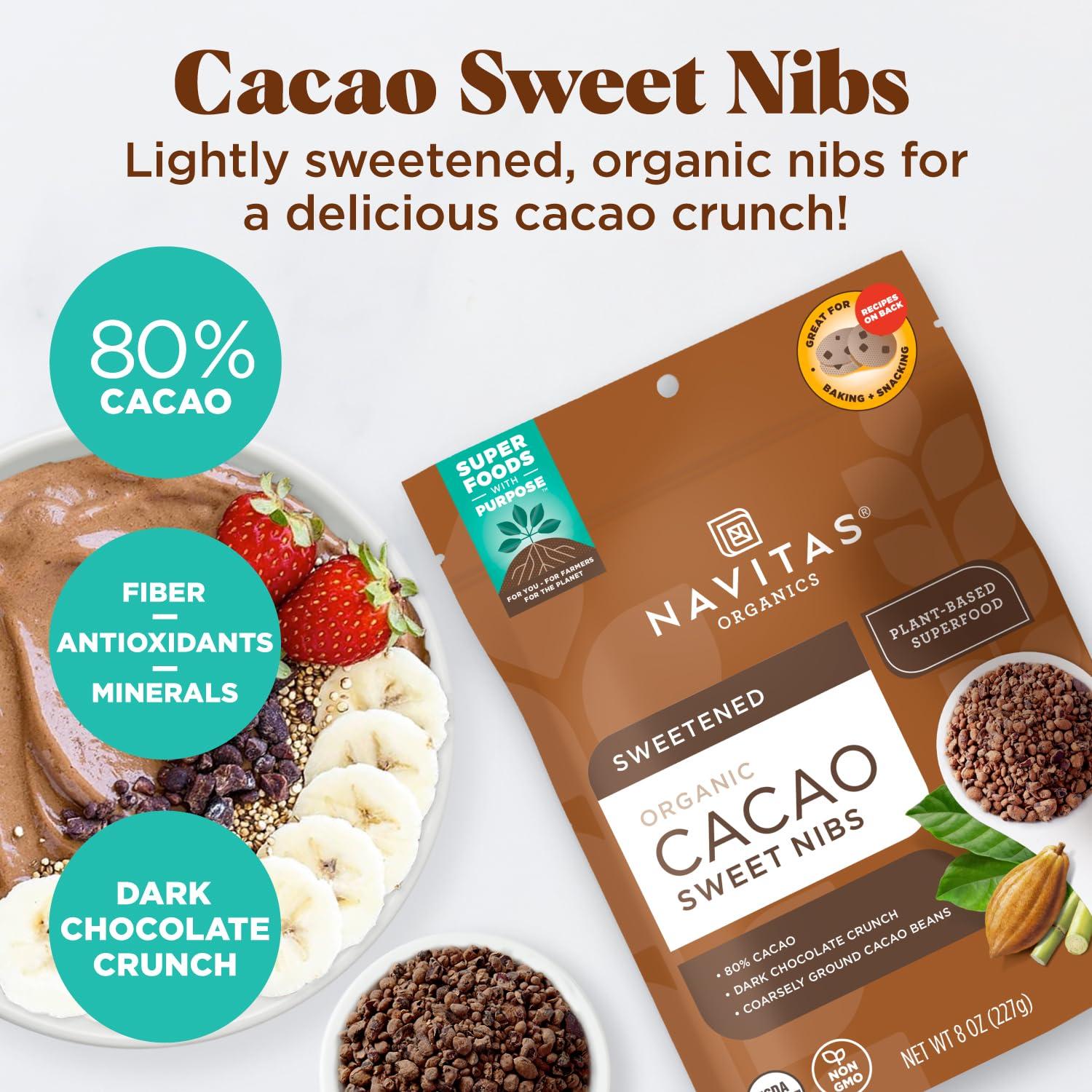 Navitas Organics Navitas Organics Cacao Sweet Nibs 8oz. Bag, 56 Servings — Organic, Non-GMO, Gluten-Free
