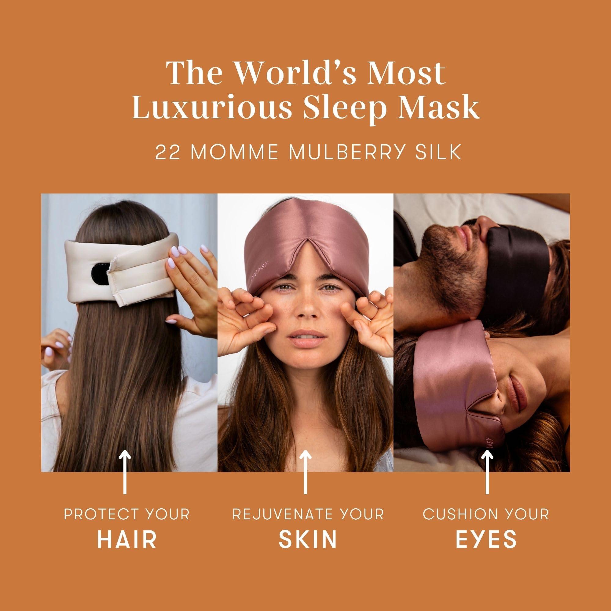 Drowsy DROWSY Silk Sleep Mask. Face-Hugging, Padded Silk Cocoon for Luxury Sleep in Total Darkness. (Pumpkin Spice)