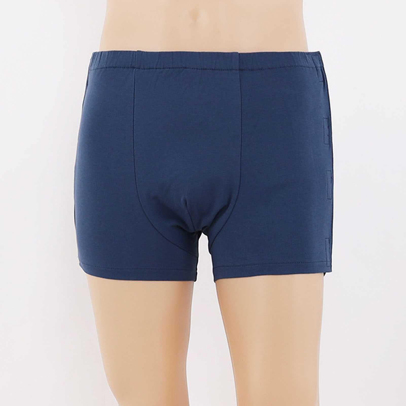 PFHKTO US Tearaway Nursing Underwear for Men Post Surgery Stick & Hook Boxer Disability Elderly Easy to Wear Off(Blue,L/Large)