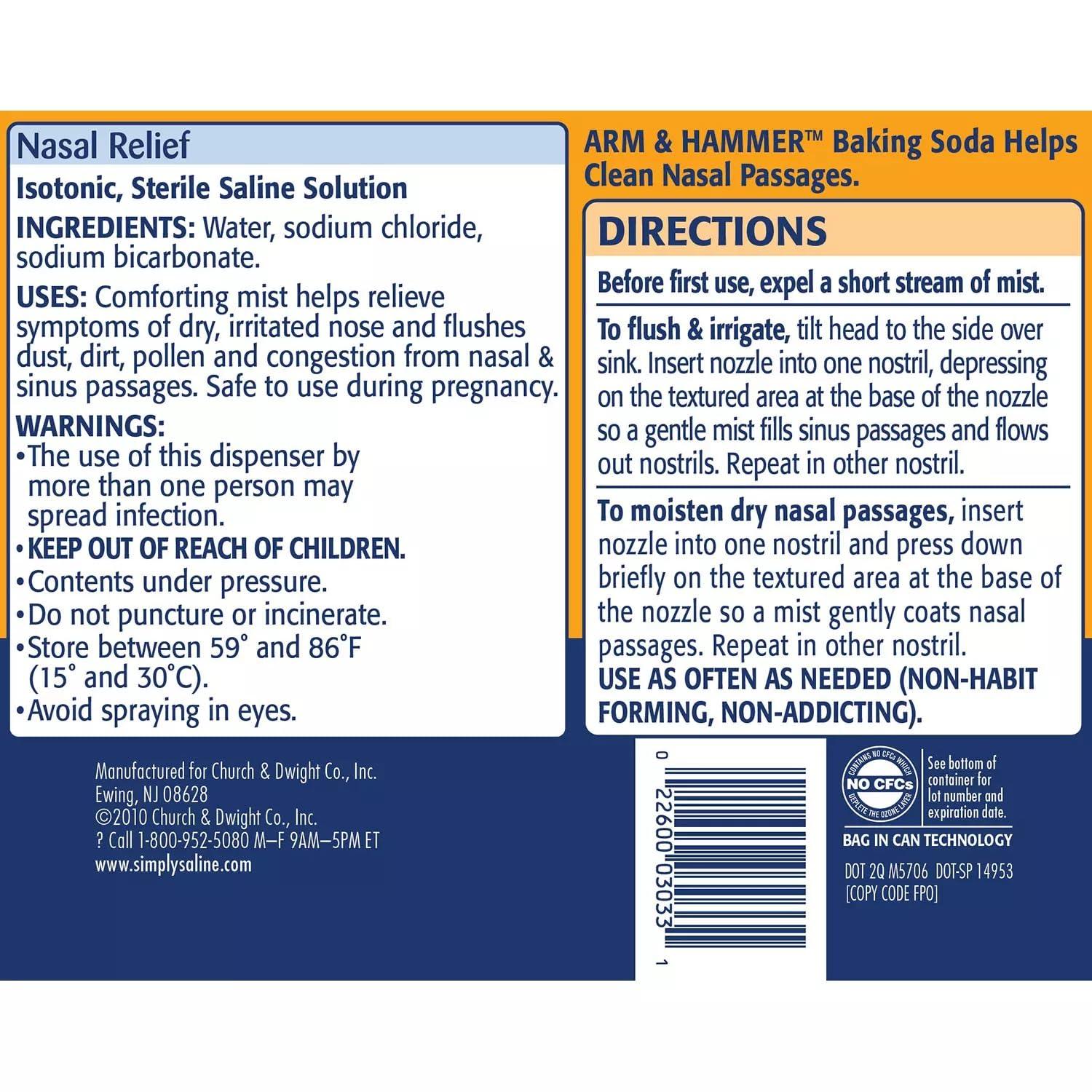 Arm & Hammer SIMPLY SALINE GIANT SIZE 4.25 OZ, Pack of 3