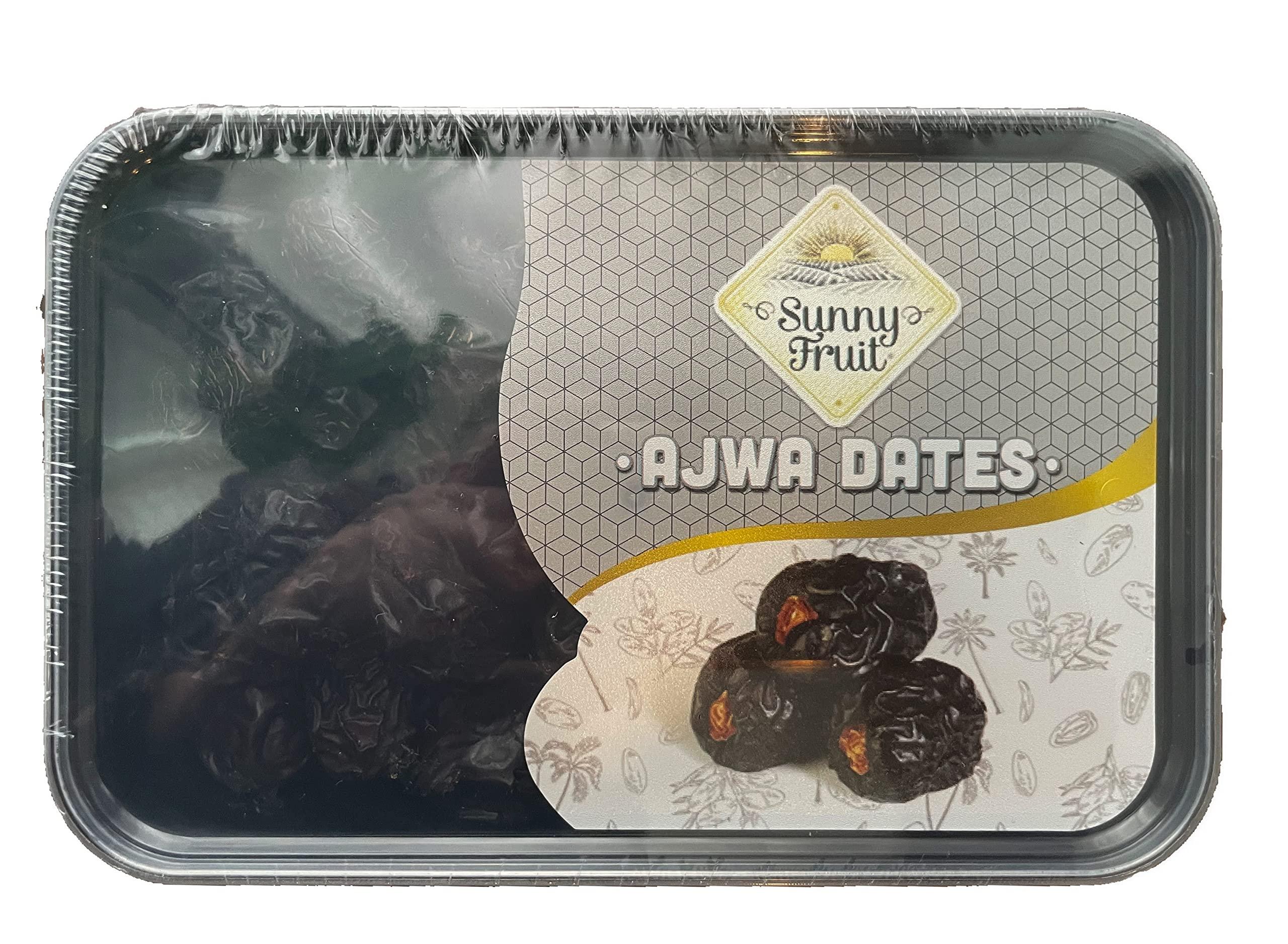 SUNNY FRUIT Ajwa Dates Premium Quality 2 pack, 800g/28.2oz total (400g/14.1oz x 2) - Imported from Saudi Arabia, 100% Natural
