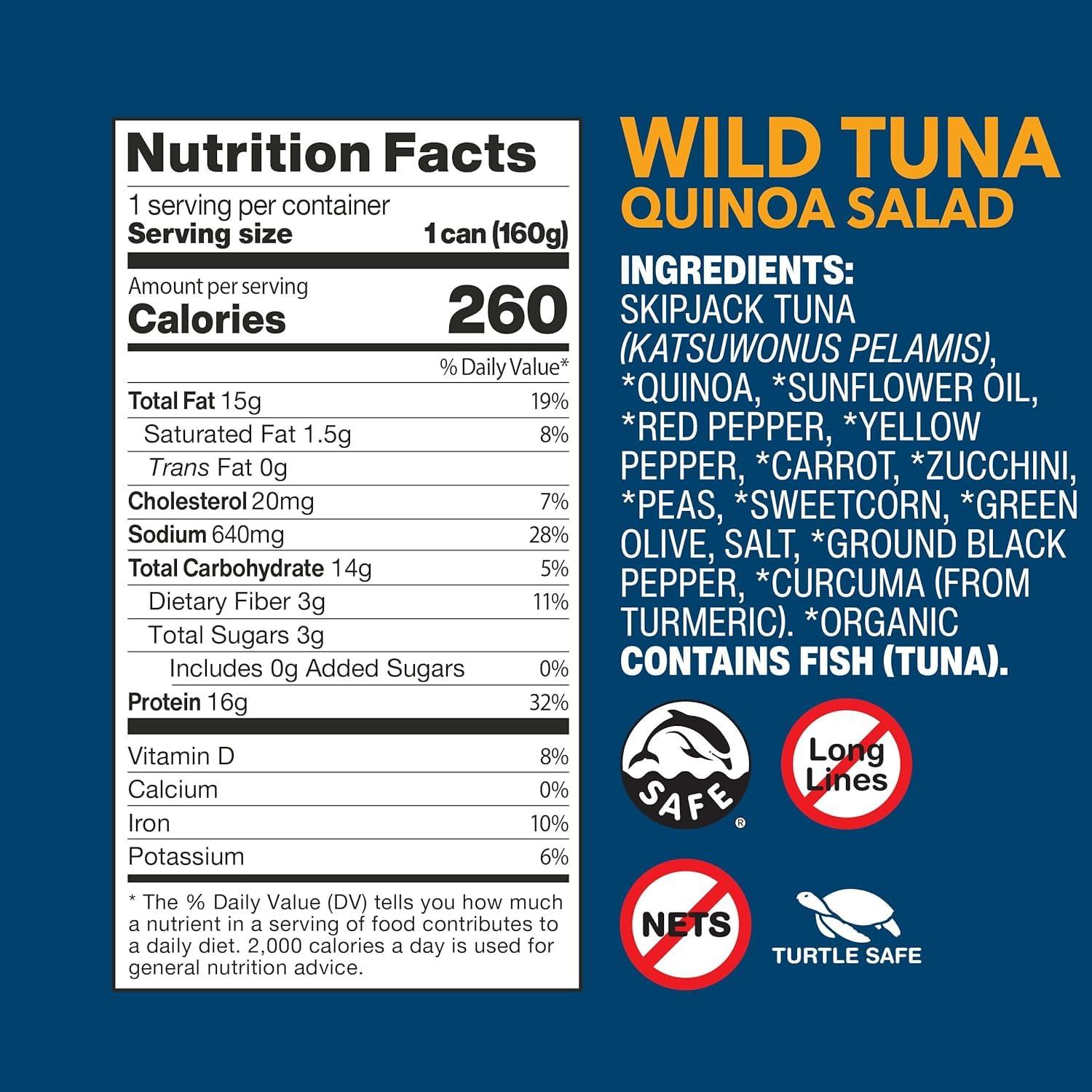 Wild Planet Wild Planet Ready-To-Eat Wild Tuna Quinoa Salad With Organic Sweetcorn, Zucchini & Peas, Tuna Salad, 5.6oz (Pack Of 4)