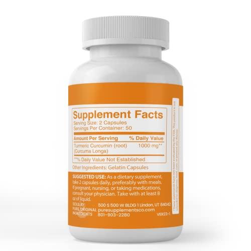 PURE ORIGINAL INGREDIENTS Pure Original Ingredients Turmeric Curcumin (100 Capsules) No Magnesium Or Rice Fillers, Always Pure, Lab Verified