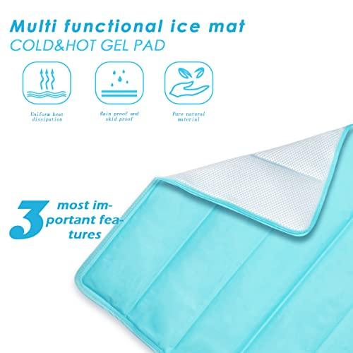 HI FINE CARE Ice Cooling Mat, Gel Cooling Cold Mat Pain Relief, Injuries Mesh Fabric Hot Cold Therapy Pack for Back, Shoulder, Knee, Belly Green 18in×18in (Green)