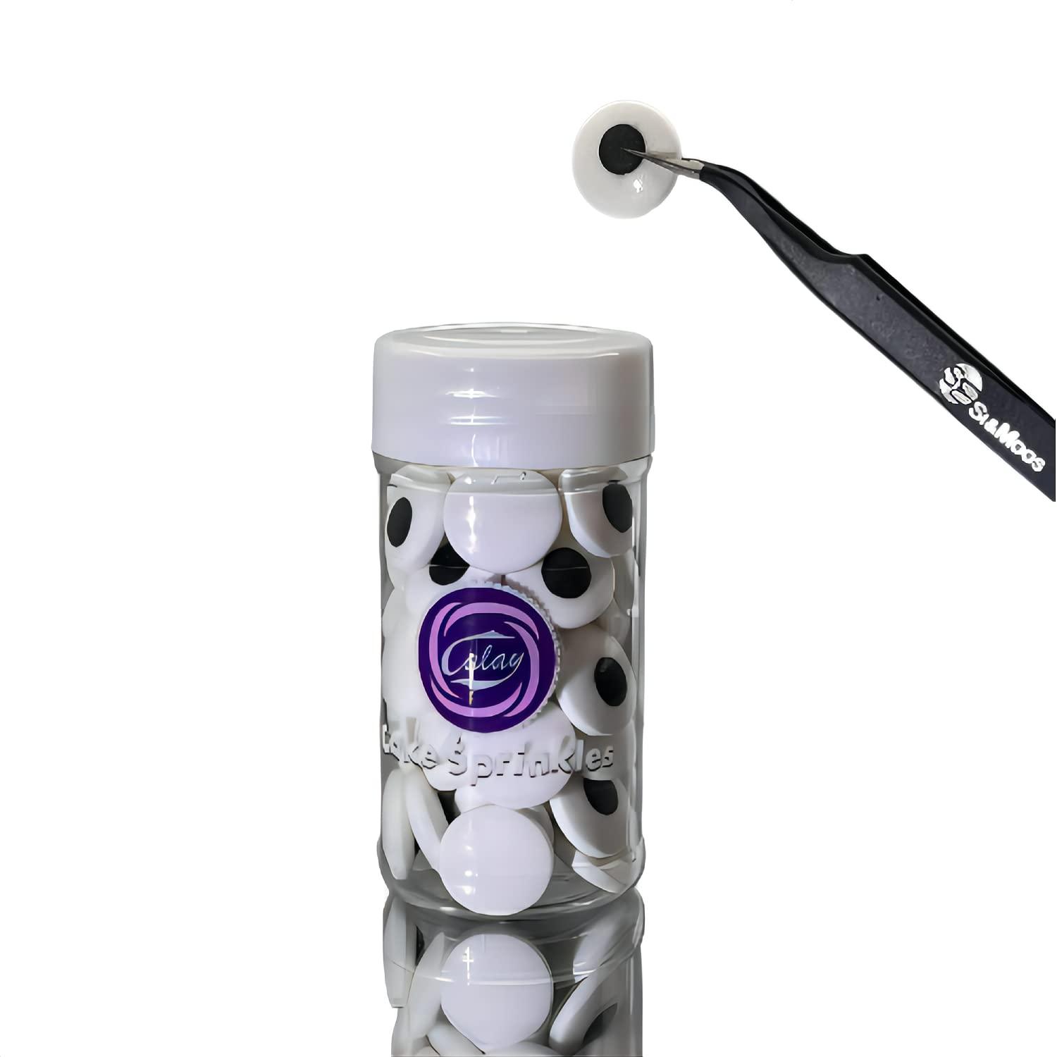 SE SI&MOOS Large Edible Eyes for Decorating Large Candy Eyes Big Edible Eyes Large Eyeball Sprinkles Large Candy Eyeballs Edible Large Googly Eyes Kosher Christmas Cookie Decorations 2.65 OZ with Tweezers