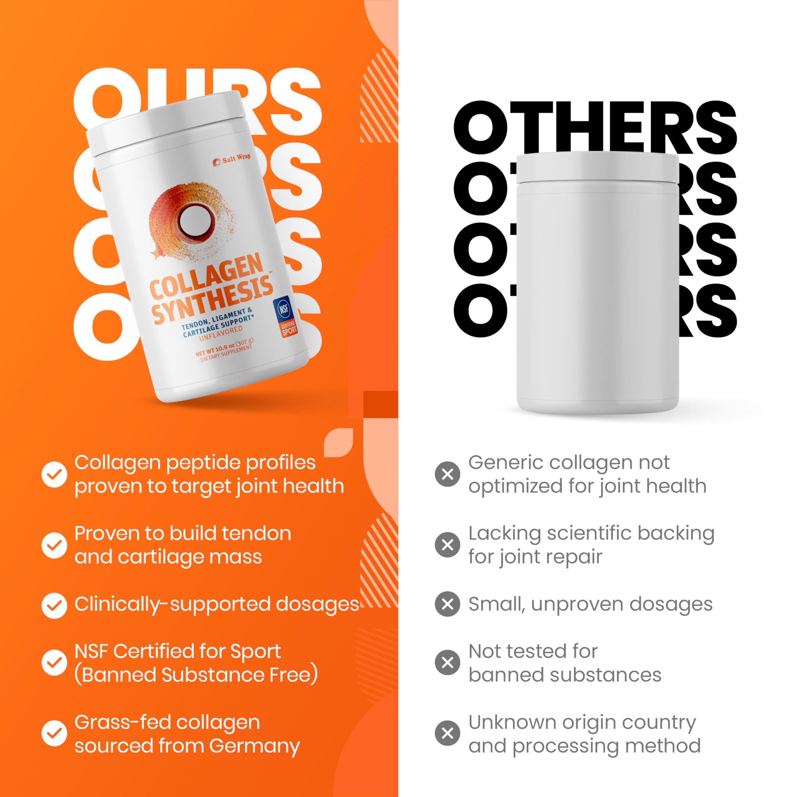 SaltWrap SaltWrap Collagen Synthesis Powder - Collagen Peptides for Joint Recovery with Fortigel & Tendoforte, Collagen for Women, Collagen for Men, Collagen Protein, Supports Tendons, Ligaments, NSF Certified