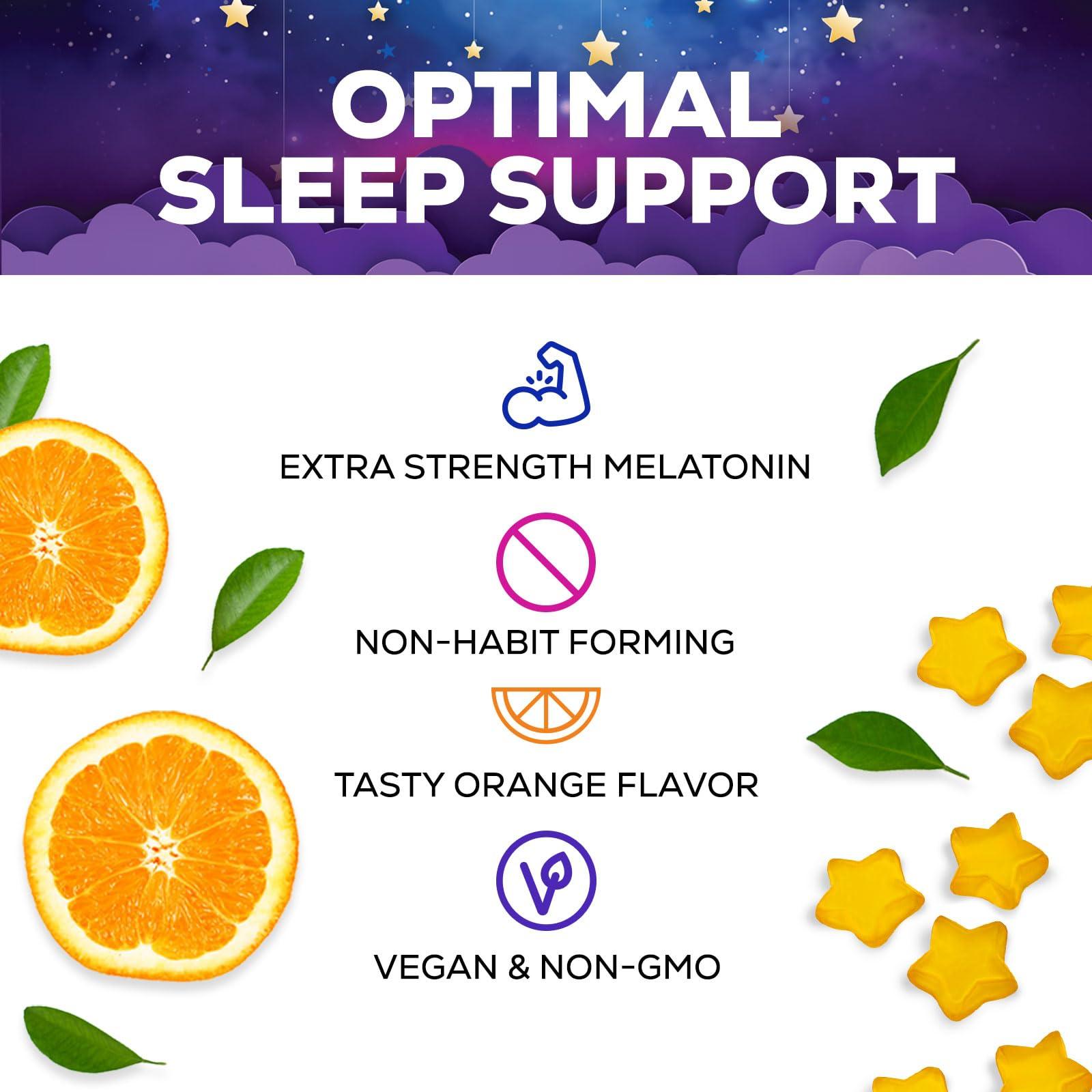 Nature's Gummies Sleep Gummies for Adults 6mg - Sugar Free Extra Strength Melatonin Gummy, Natural Sleeping Gummy for Adults, Kids, Orange Flavored, Vegan, Non-GMO, Sleep Vitamin Support Supplement - 60 Gummies