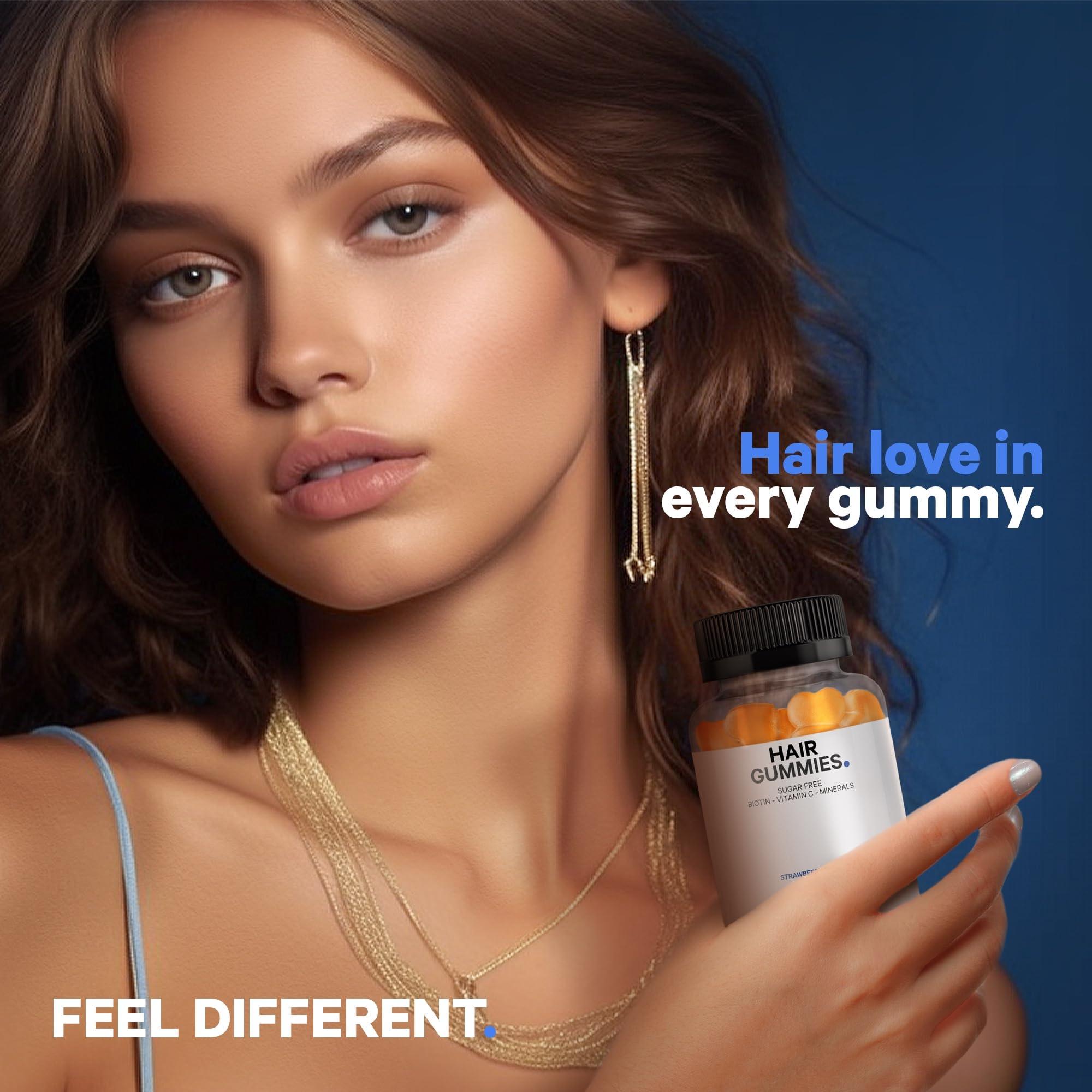 Codeage Codeage Hair Gummies, Biotin 5000 mcg, Sugar Free Growth Gummy Vitamins A, C, B6, B12, D3, Zinc, Inositol Supplement, Women & Men, Pantothenic Folic Acid, Nails, Skin, Strawberry Coconut Flavor, 60 ct