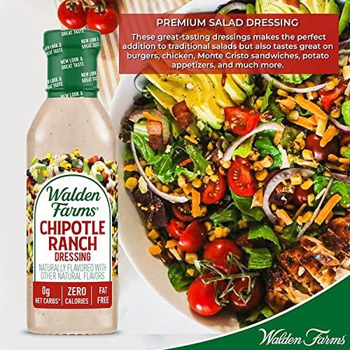 Walden Farms Walden Farms Chipotle Ranch Dressing 12 Oz. Bottle | Fresh & Delicious Salad Topping | 0g Net Carbs Condiment | Kosher Certified | Great on Salads | Burgers | Sandwiches | Tacos | Pizza and Many More