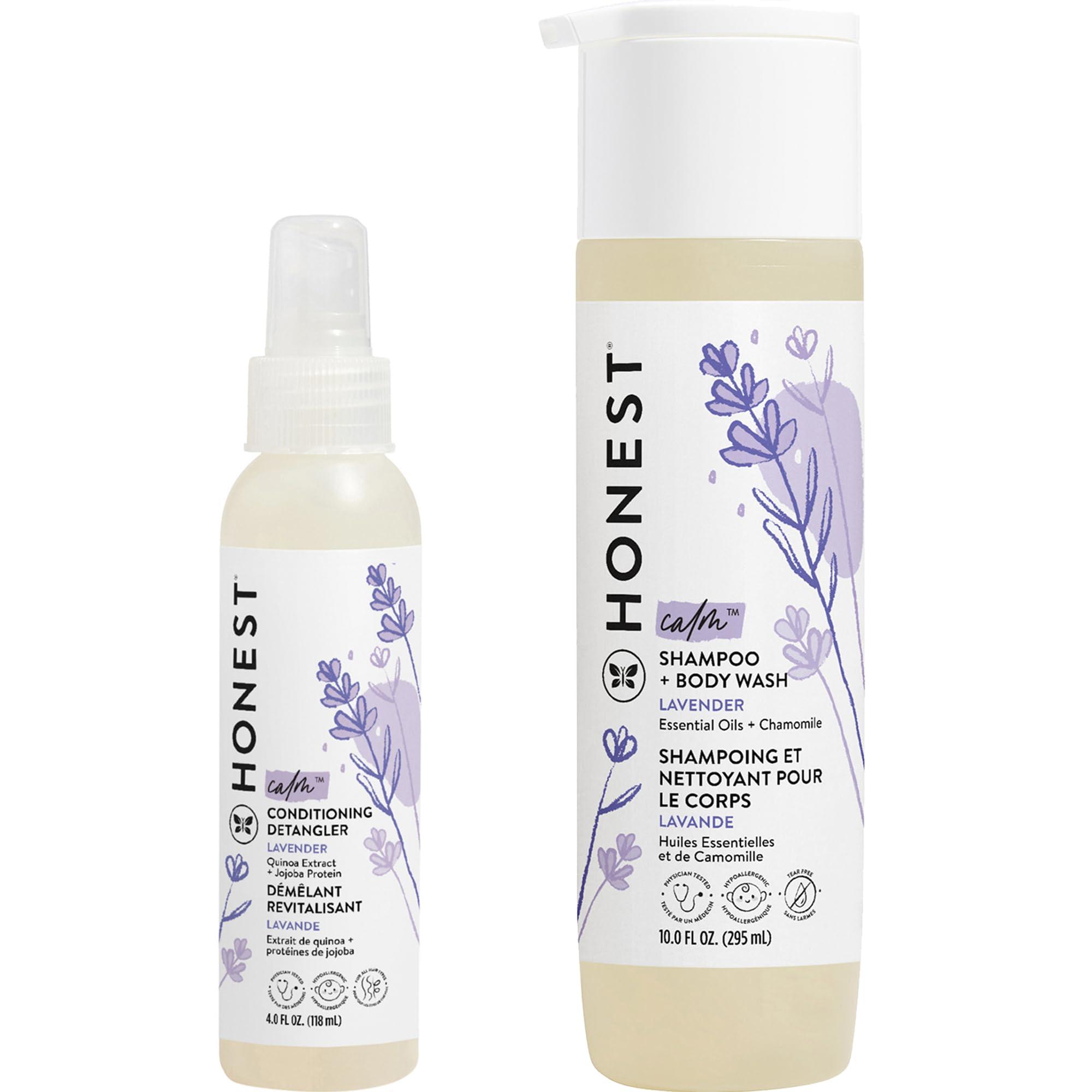 The Honest Company The Honest Company Lavender Calm 2-in-1 Cleansing Shampoo + Body Wash + Conditioning Detangler Bundle | Naturally Derived, Tear-free, Hypoallergenic | 10 fl oz, 4 fl oz