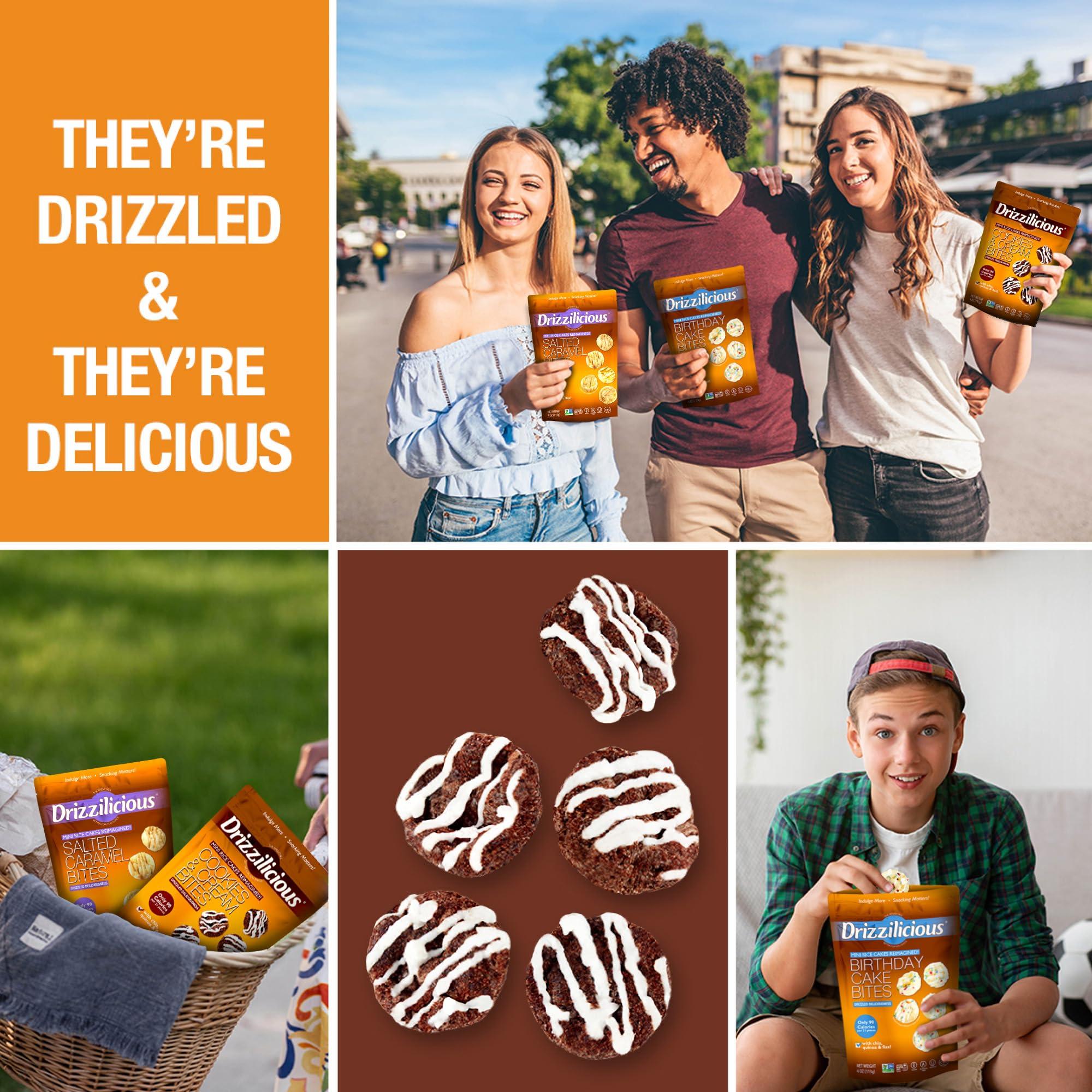 Drizzilicious Drizzilicious Mini Rice Cakes Cookies & Cream - Rice Crisps, Healthy Snack for Adults and Kids, Flavored Rice Cakes, Vegan, Gluten Free, Allergen Free, Only 90 Calories Per Serving - 4 oz (Pack of 2)