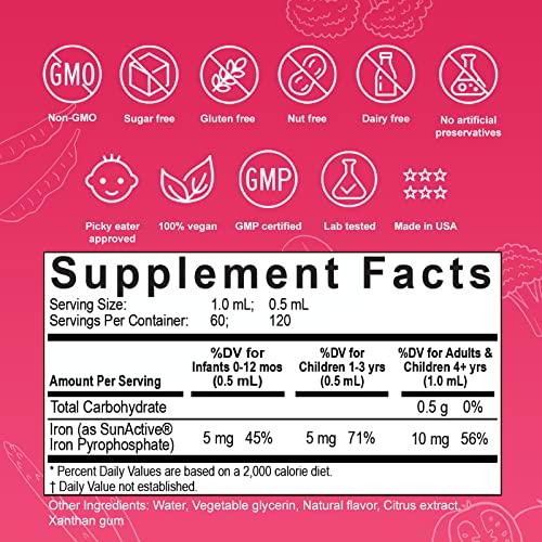 Nuvamin A New Form of Vitamin Nuvamin – Liquid Liposomal Iron Drops for Baby, Toddlers, Kids, & Adults, 2Fl.Oz (60ml), 120 Daily Serving. Great Taste - All Natural - Vegan - No Metallic Aftertaste, Berry Flavor