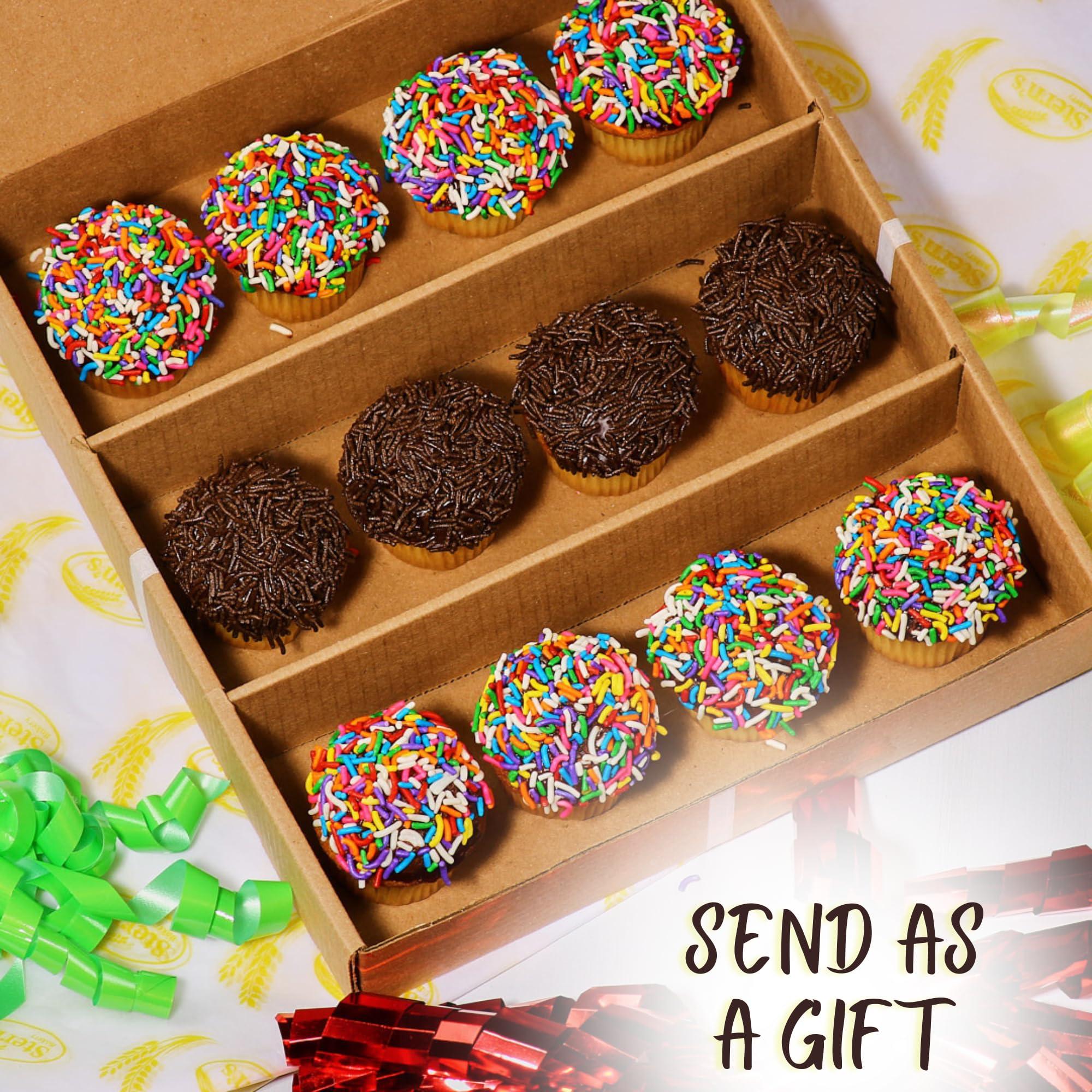 Stern's Bakery Gourmet Cookie Gift Box | 12 Individually Wrapped Sprinkle Cupcakes | Valentine Cookie Basket | Christmas, New Years & Birthdays | Men, Women & Kids | Sterns Bakery (Sprinkle Cupcake Gift Pack)