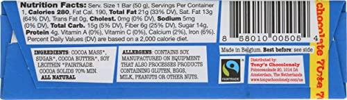 Tonys Chocolonely Tony\'s Chocolonely Dark Chocolate Bar, 70% Cocoa, 1.8 Ounces (Pack Of 35)