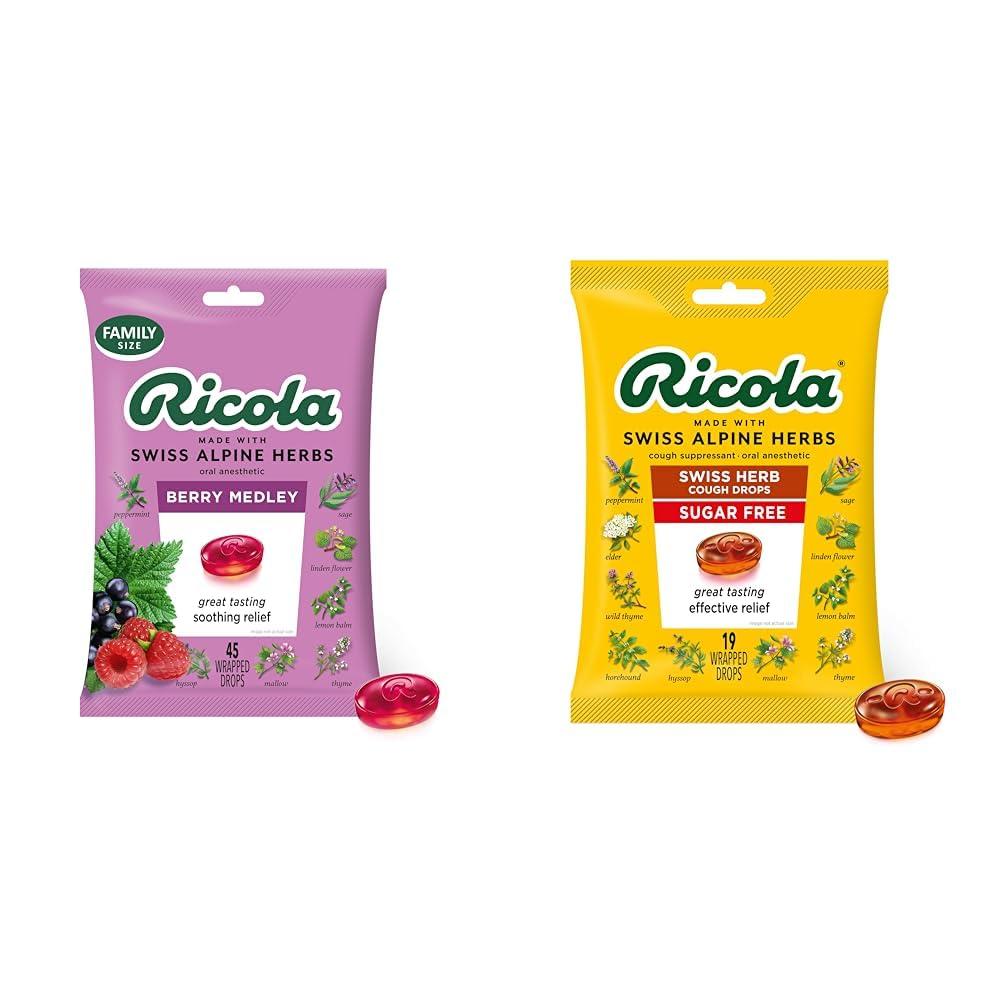 Ricola Ricola Berry Medley Throat Drops, 45 Count Sugar Free Original Herb Cough Drops, 19 Count