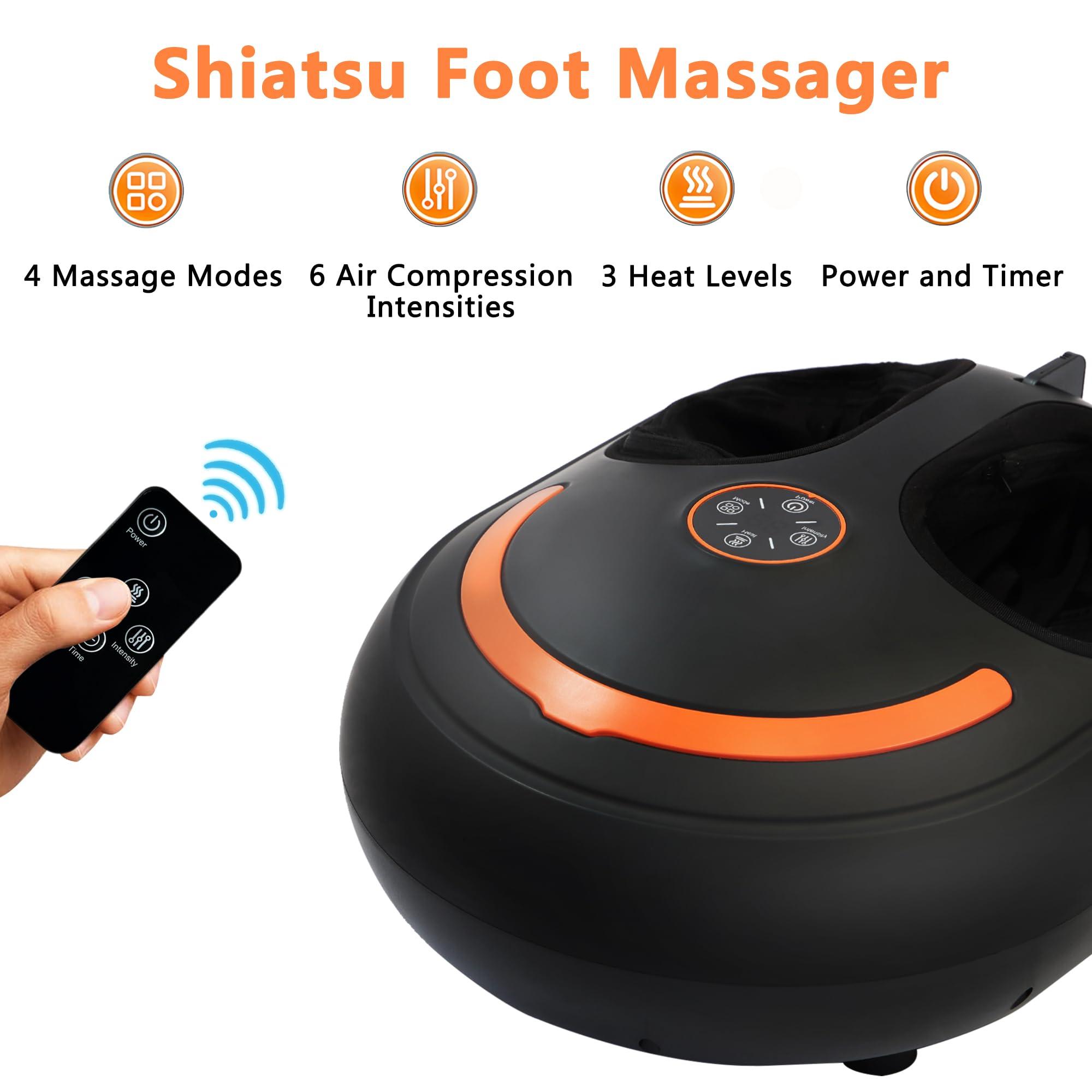 Wedpun Wedpun Foot Massager with Heat Shiatsu Foot Massager with Remote Deep Kneading Relief for Tired Electric Feet Massager Machine for Home and Office Gifts for Mom Dad Fits up to Men Size 13 Black