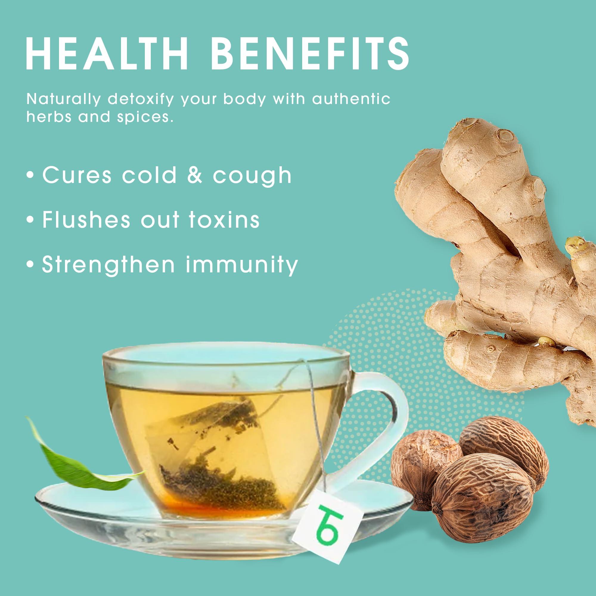 Teabox Teabox Detox Kahwa Green Tea Bags 100 pcs | For Natural Body Cleanse & Cold Relief | Made with 100% Indian Herbs & Spices