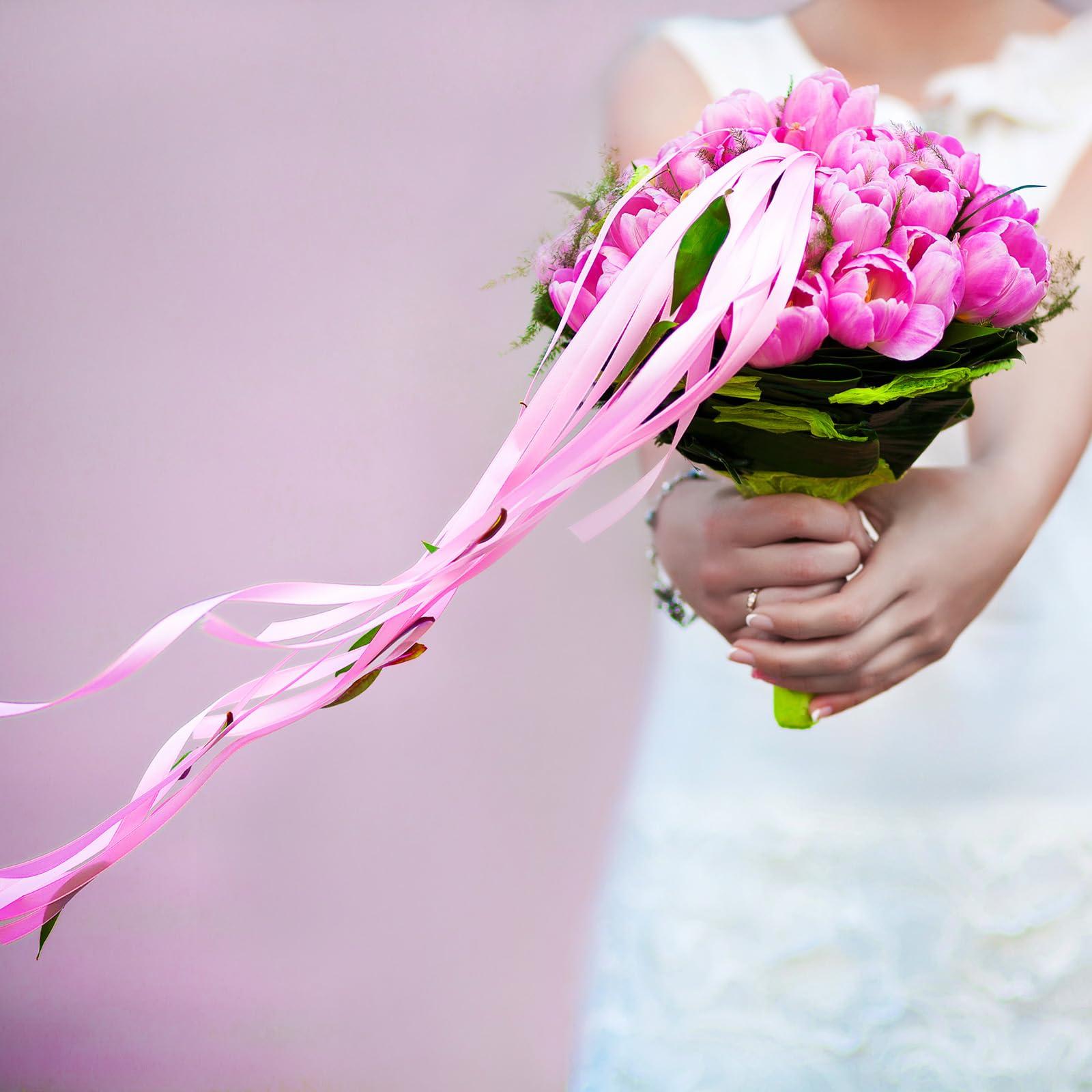 Rebower Rebower 1/4 Inch 50 Yard Satin Ribbon Thick Double Face Grosgrain Silk Ribbon, [for Gift Wrapping, Hair Bows, Wedding, Cake, Flower] - Bright Red