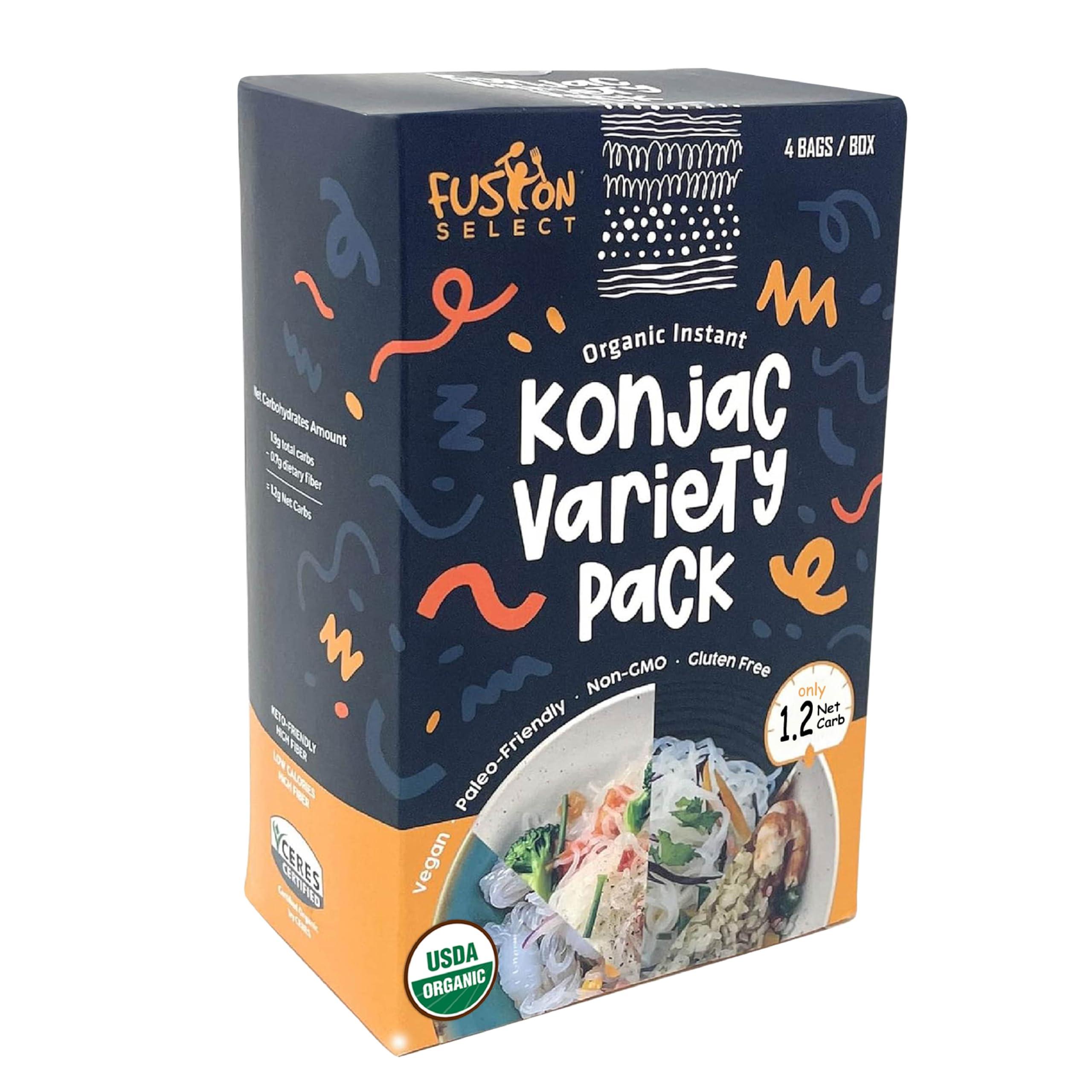 Fusion Select Fusion Select Organic Konjac Noodles - Shirataki Rice, Angel Hair, Spaghetti, Knots, Spaghetti - Healthy Diet Pasta - Rich in Fiber - Vegan, Keto, Paleo-Friendly, Zero Gluten, Low-Carb & Low-Calorie