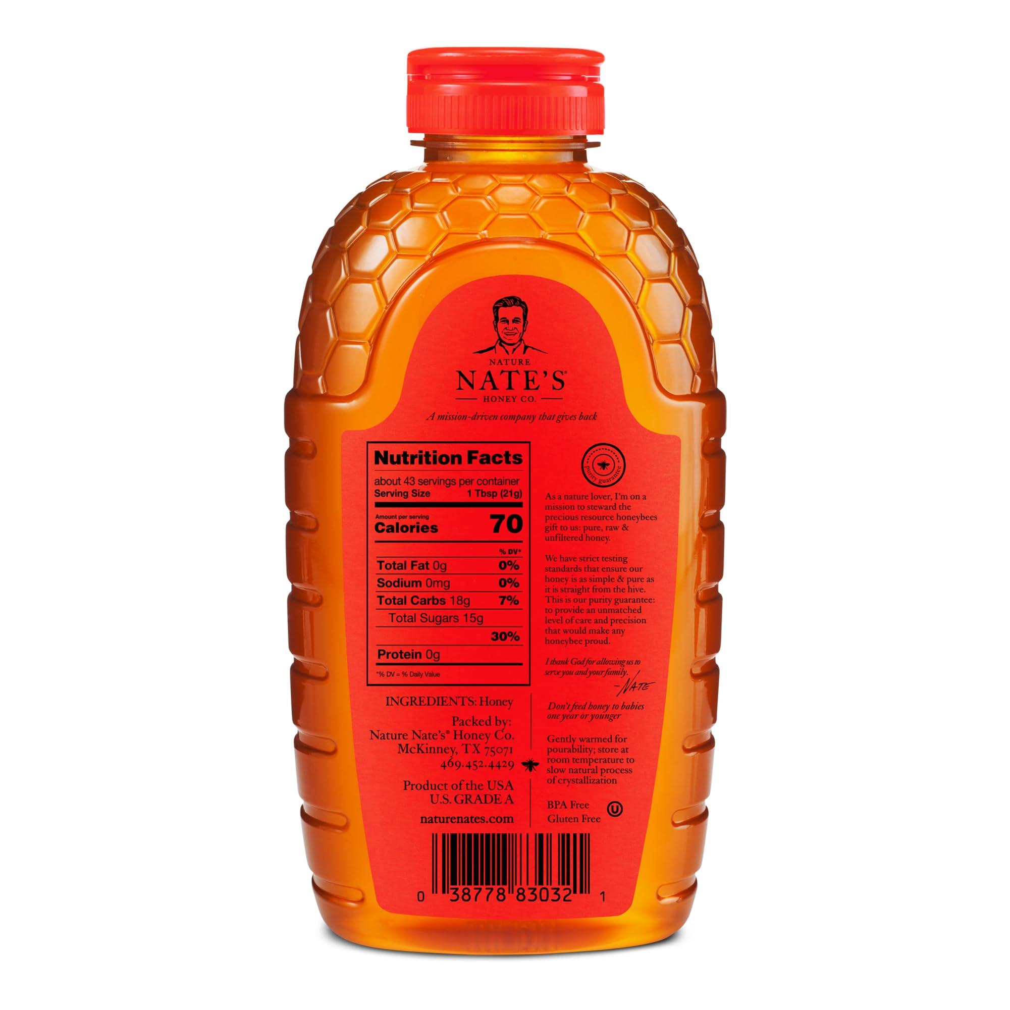 Nature Nate's Nate\'s 100% Pure, Raw & Unfiltered Honey - Award-Winning Taste, 32oz. Squeeze Bottle (6 Pack)