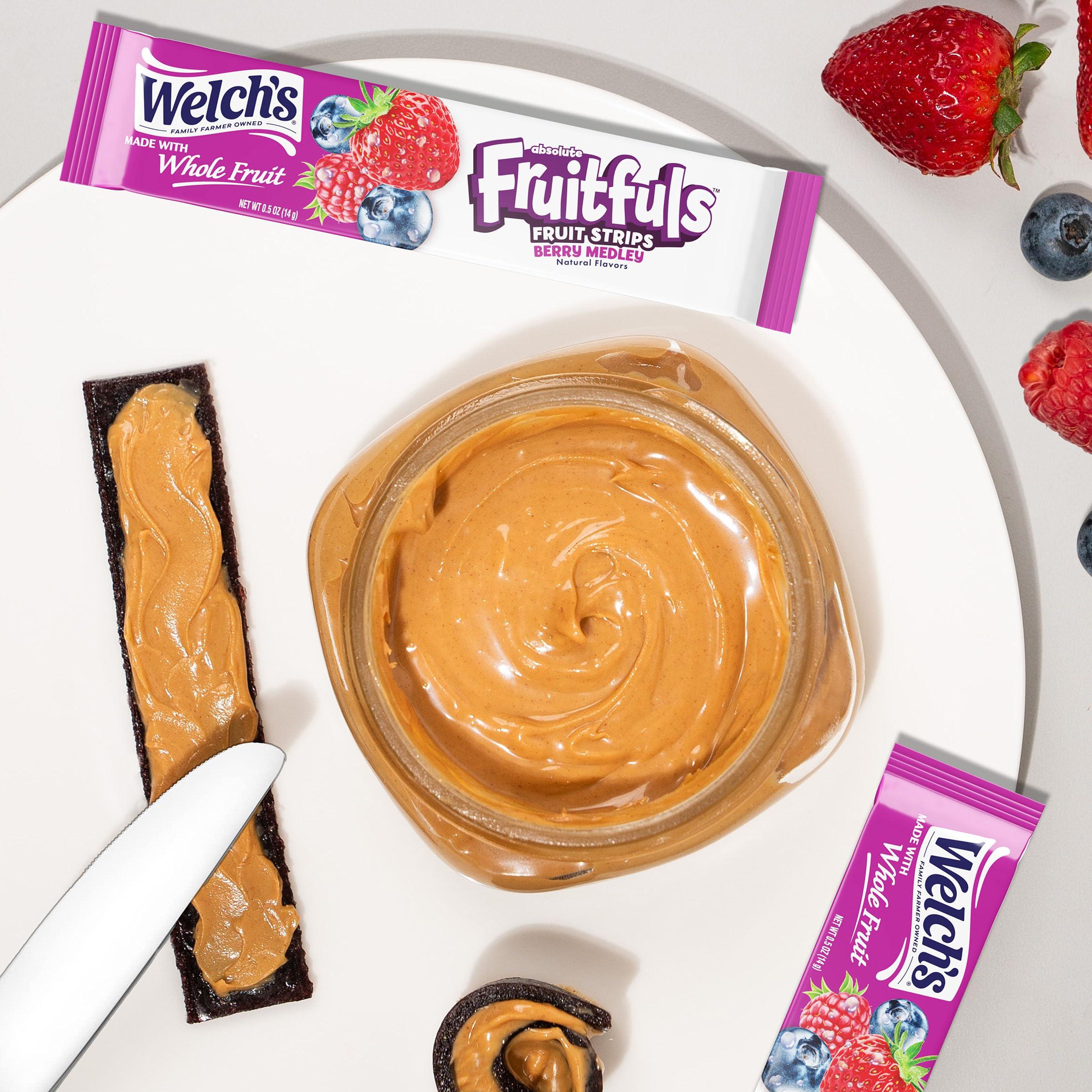 Welch\'s Welchs Absolute Fruitfuls Fruit Strips, Tasty Dried Fruit Snacks for School Lunches, Berry Medley, 0.5oz (Pack of 10)