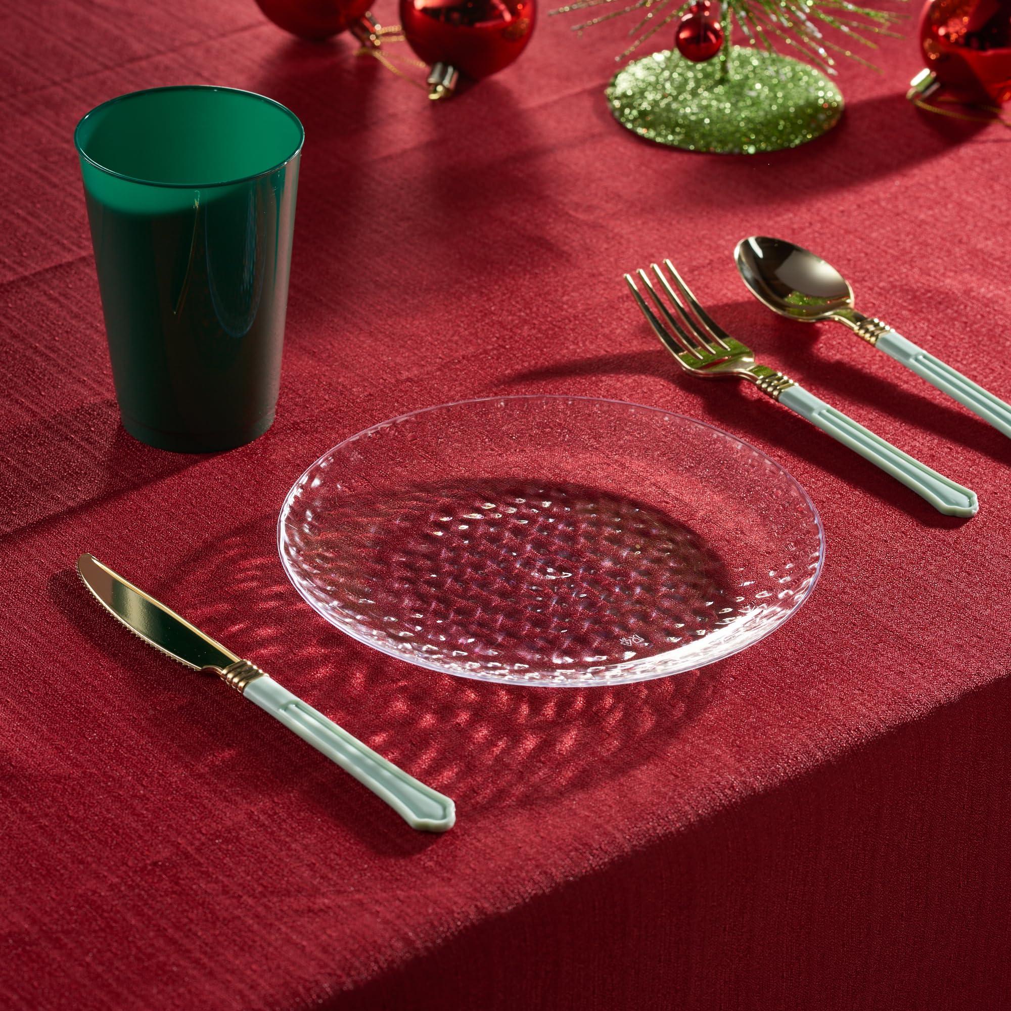 PLASTICPRO PLASTICPRO 30 Pack Hammered Plastic Plates Heavyweight Disposable Plastic Plates Elegant Clear Hammered Platsic Party Dishes (Hammered Clear, 7\'\' INCH PLATES)