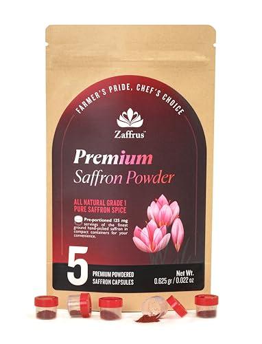 Zaffrus Zaffrus - Premium Saffron Powder for Cooking, Athletes, Specialty Drinks Fans - Pack of 5 (0.625 gr/ 0.022 oz)