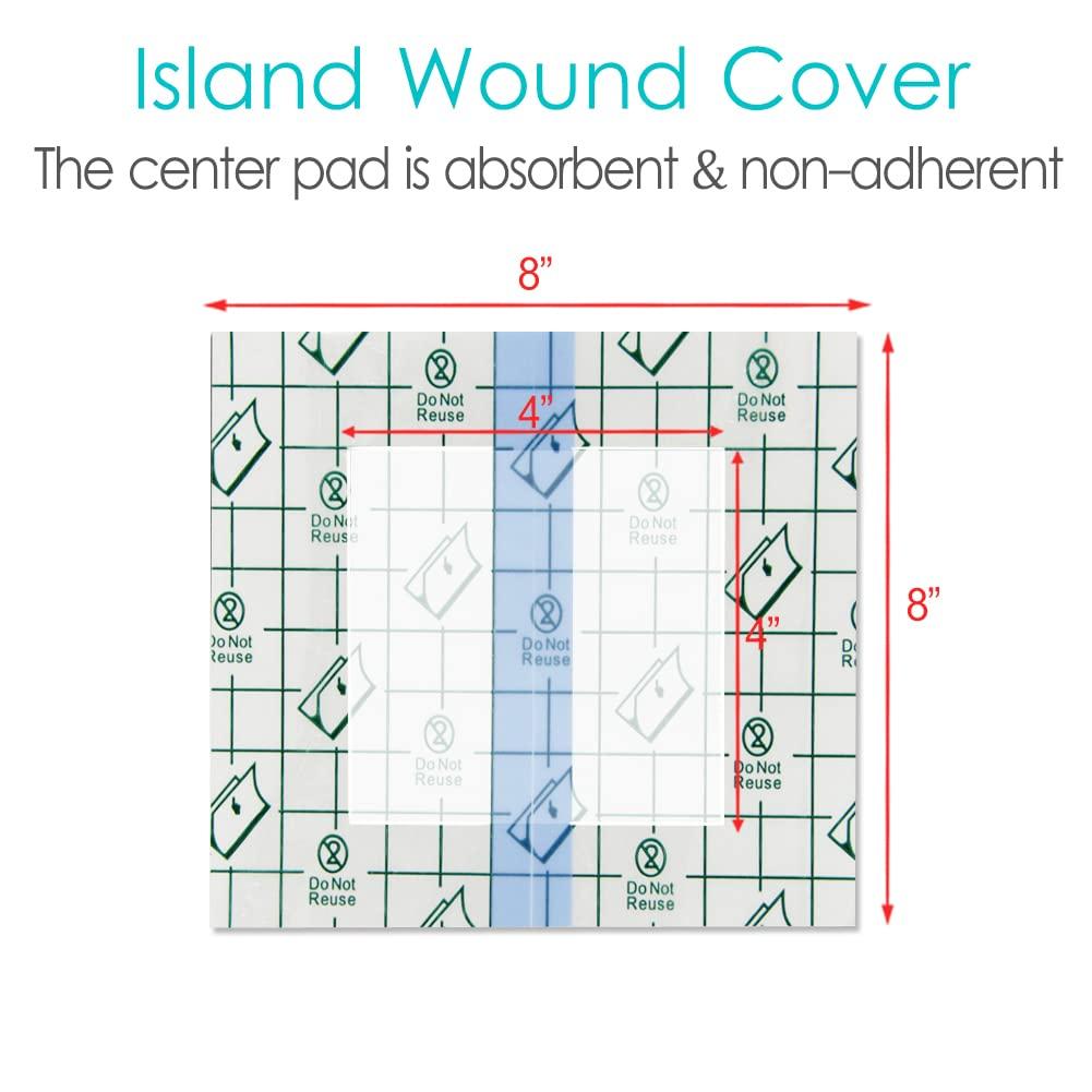 Hola Health Waterproof Shower Cover Shields, Non-Stick Center Pad for Dialysis Port Picc Line Chest Catheter PD Peritoneal Dialysis Chemo Feeding Tube Peg G-Tube Patient Bandage Protector, 8\"x8\"(Pack of 25)