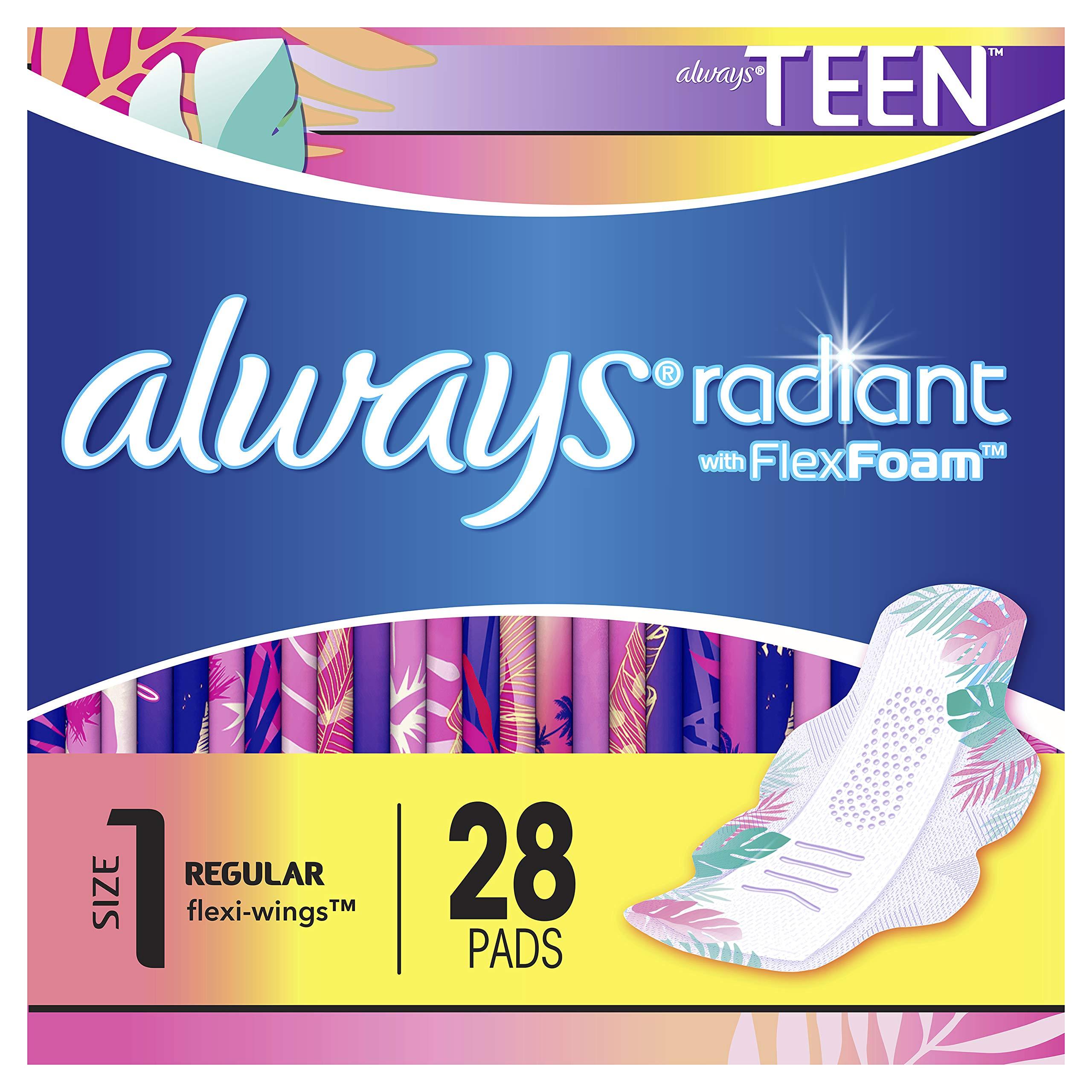 Always Always Radiant Heavy Feminine Pads with Wings, Scented