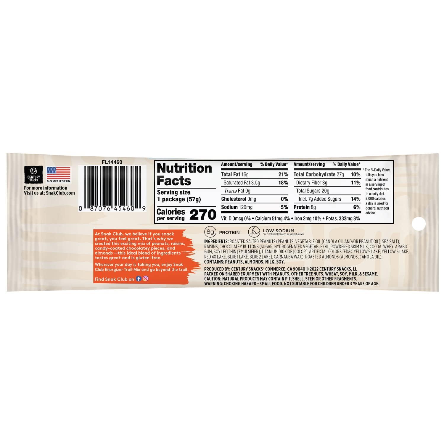 Snak Club Snak Club Energizer Trail Mix, 2 Ounce (Pack of 12)