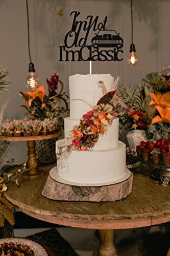 Four Ever Sweet I'm Not Old I'm Classic Cake Topper Black Glitter, Classic Car Birthday Cake Topper, 50th/60th/70th 80th/90th/100th Birthday Cake Topper, Vintage Car Birthday Party Decorations
