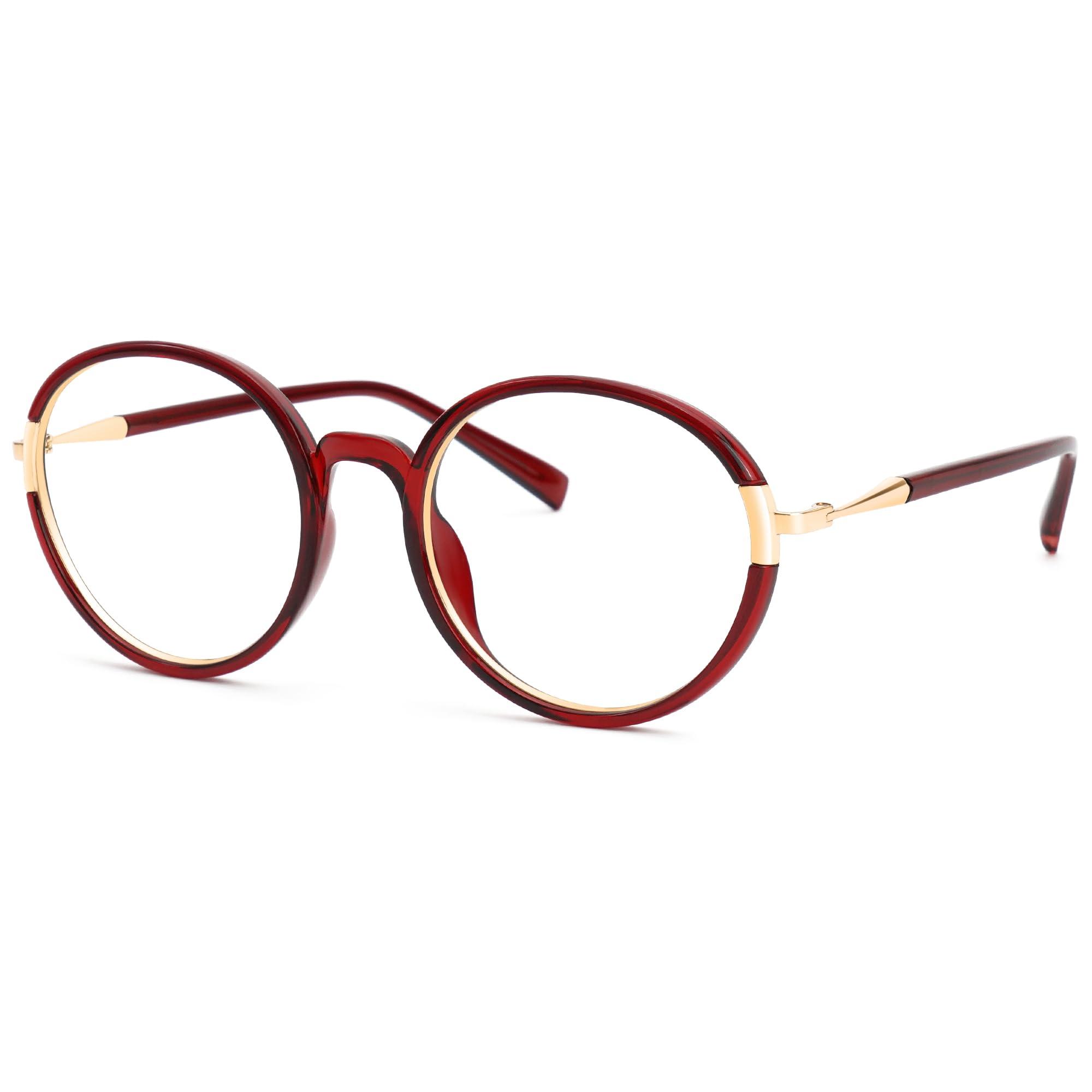 Zeelool Zeelool Readers TR90 Round Reading Glasses with Standard Anti-Reflective Coating for Women Men ZJGT616104-02Red1.75