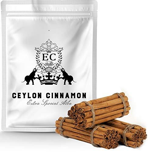 Elephant Chateau Ceylon's Finest True Alba Cinnamon (Canela Ceilan) | 6" Long Cinn Sticks | Fresh Harvest | Naturally Sweet Cinnamomum Zeylanicum (Verum) | Lanka Luxury Spices | 150 Grams (Approx 20-25 Quills)