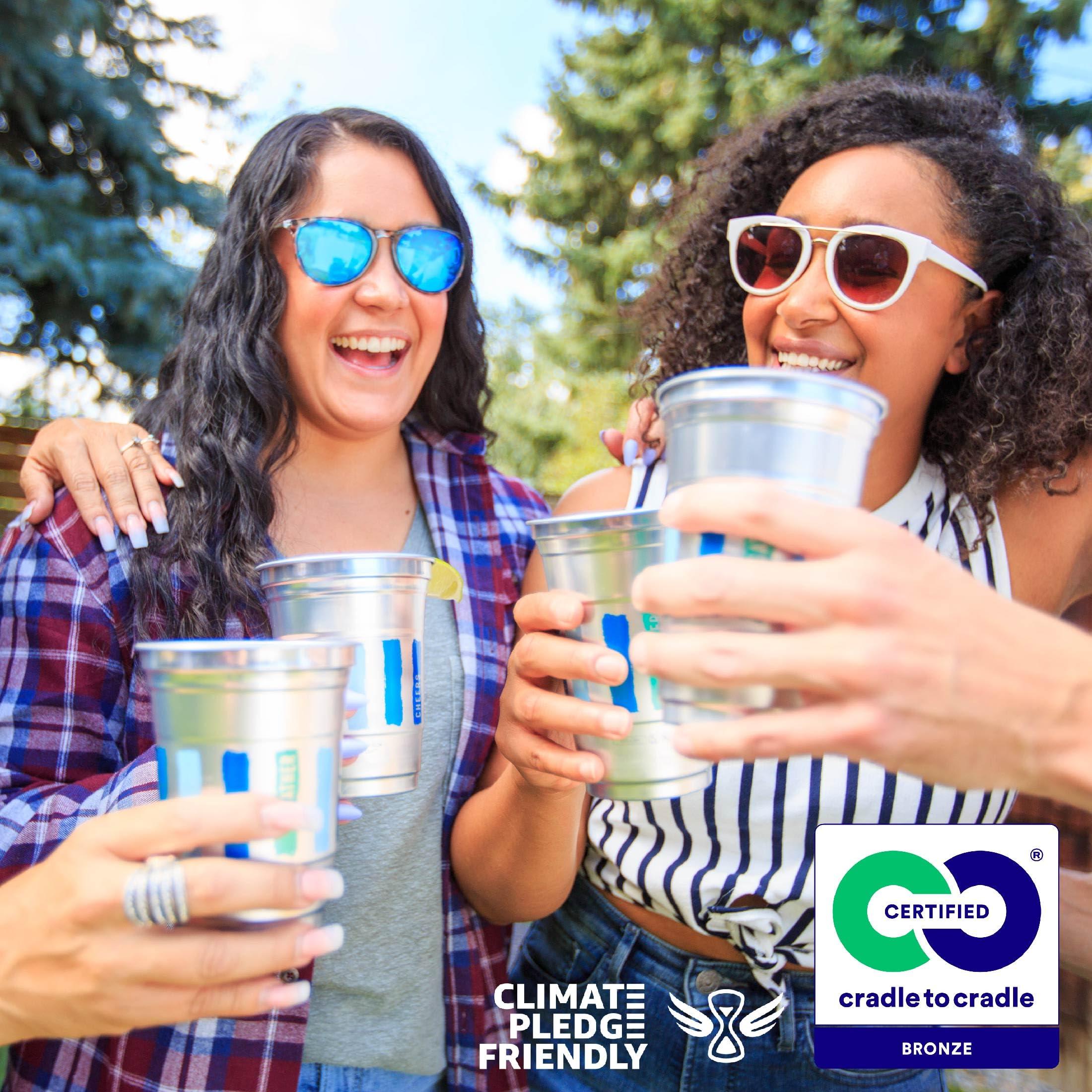 Ball Aluminum Cup Ball Aluminum Cup Recyclable Party Cups, Wholesale Bulk Pack, Ball Logo, 12 oz. Cup, 450 Cups Per Pack