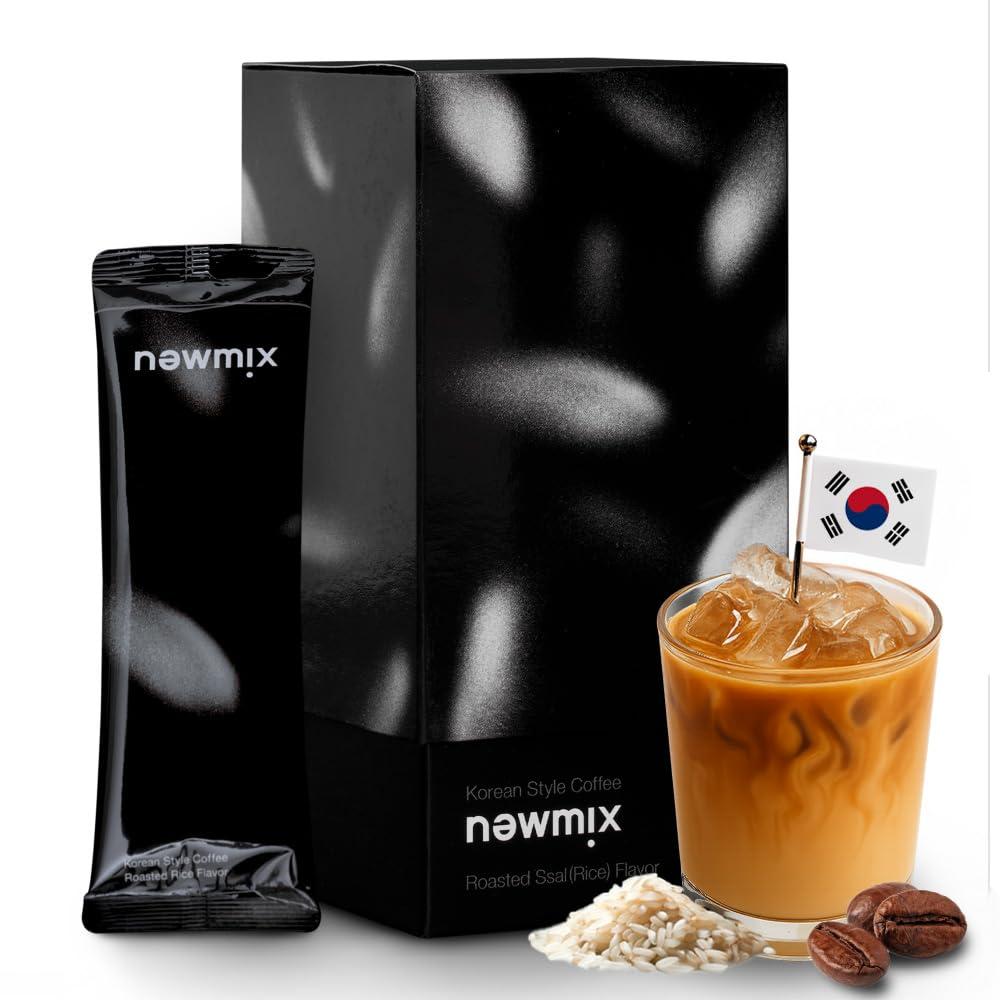 newmix newmix Korean Instant Coffee Premium 7.05 OZ 10 Sticks Korean Mix Coffee Roasted rice Nutty flavor 3 in 1 Sweet Flavor with Creamer (10 Single Serve Packets)