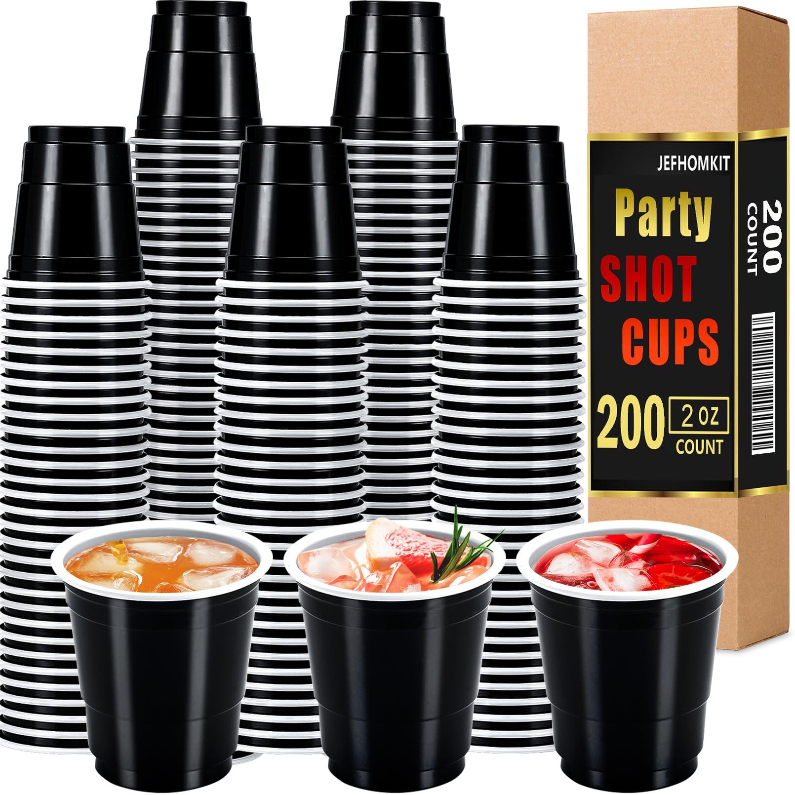 JEFHOMKIT JEFHOMKIT 200 Pcs Disposable Shot Cups,2 oz Plastic Shot Glasses,Mini Disposable Shot Glasses,Mini Party Cups for Tasting Serving Snacks Samples Birthday Halloween Christmas