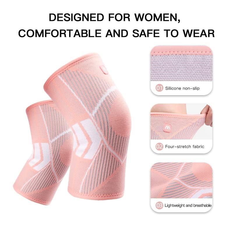 Cinlitek Cinlitek Knee Supports Brace for Women, Knee Compression Sleeves for Joint Pain Relief, Arthritis,Injury Recovery, Meniscus Tear,Knee Pain, ACL, MCL,Jogging Squats, Sports (X-Large, Pink)