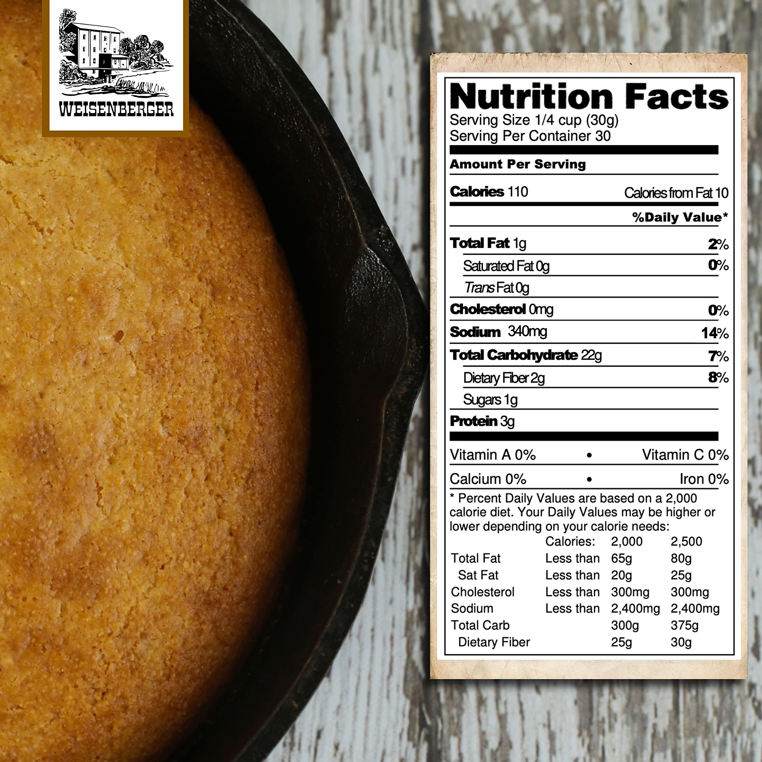 Weisenberger Weisenberger Stone Ground Corn Meal - Fine Ground Cornmeal for Bread, Fish Batter, and More - Bolted White Cornmeal - Made from Local, Non GMO Corn- 5 lb