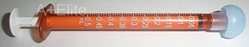 Baxa BAXA ExactaMed Oral Liquid Medication Syringe 0.5cc/0.5mL 100/PK Amber Medicine Dose Dispenser With Cap Exacta-Med BAXTER Comar Latex Free