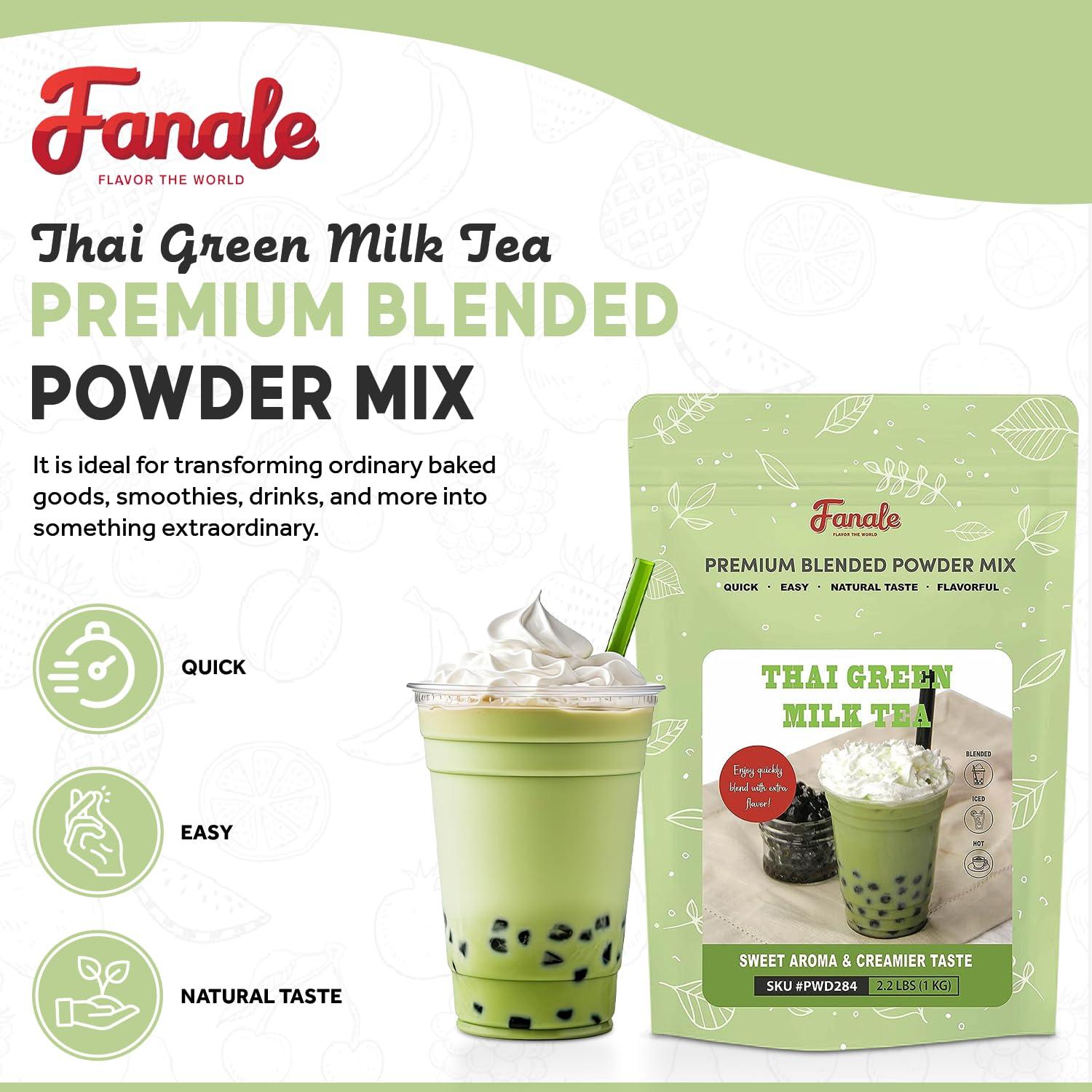 fanale Fanale Premium Thai Green Bubble Tea Flavoring Powder for Boba Tea| Perfect for Baking, Smoothies, Desserts and Drinks | Instant Boba Bubble Tea Powder for Milk Tea - 2.2 Pounds (Pack of 1)