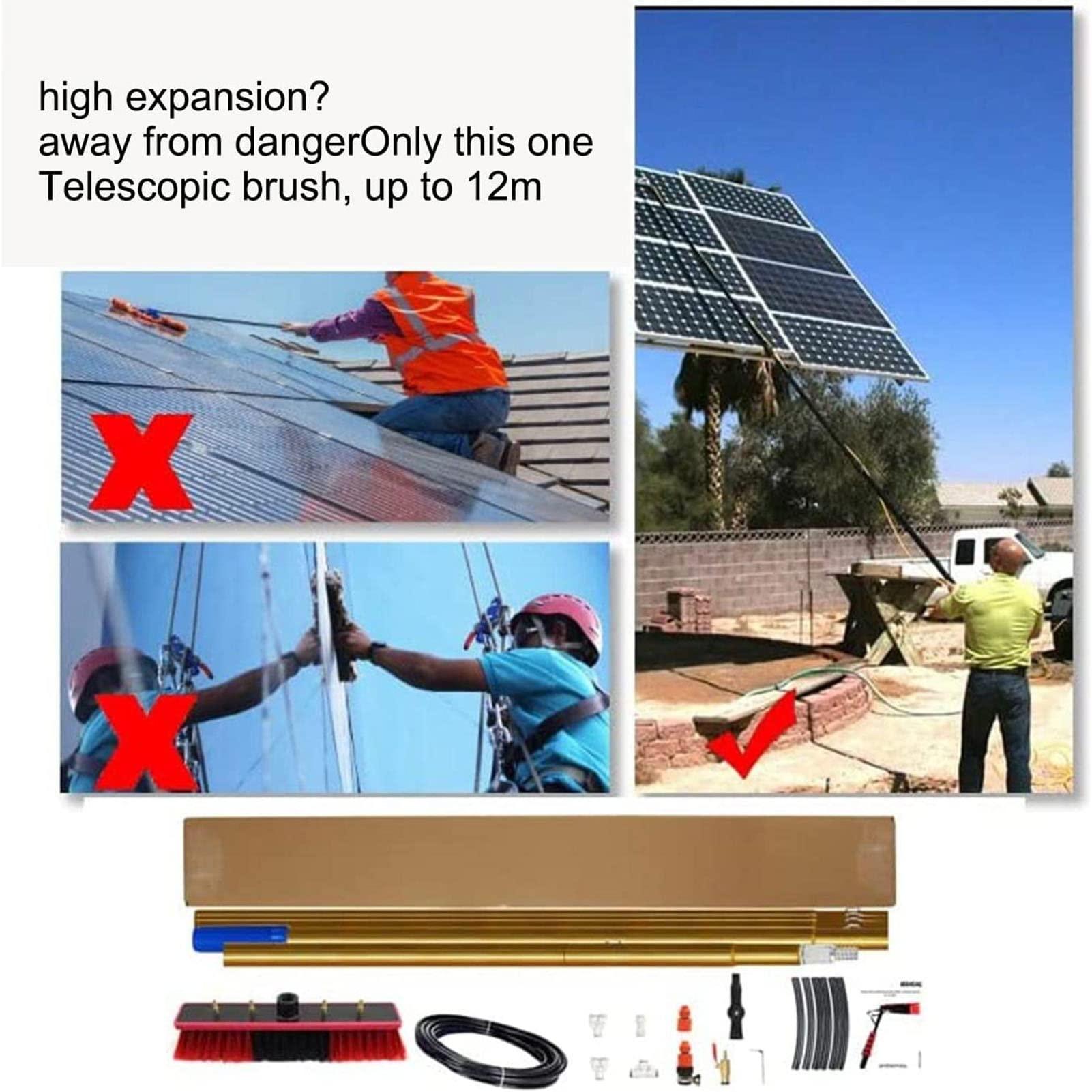WJYLM Professional Extendable Window Cleaning Pole with Telescopic Brush - Long Reach Aluminium Water Fed Kit for Telescopic Window Cleaner and Solar Panel Roof Cleaning