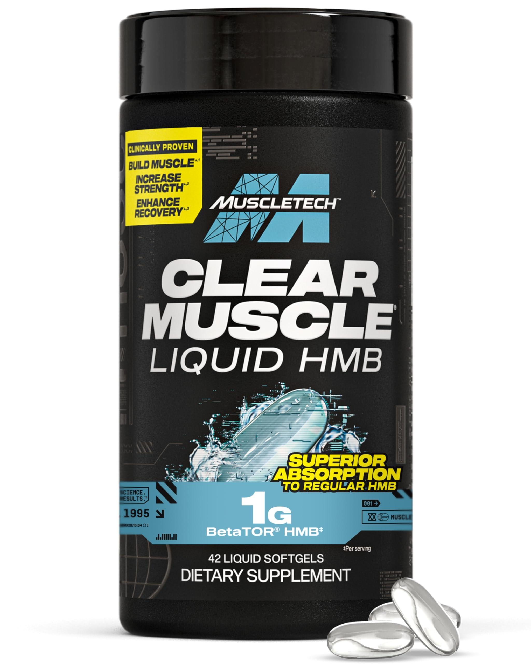 MuscleTech Muscletech HMB Supplements 1000mg, Clear Muscle (42 Liquid Softgels) - Highest Grade HMB for Lean Muscle & Recovery - HMB Free Acid Muscle Supplement - Help Decrease Muscle Breakdown