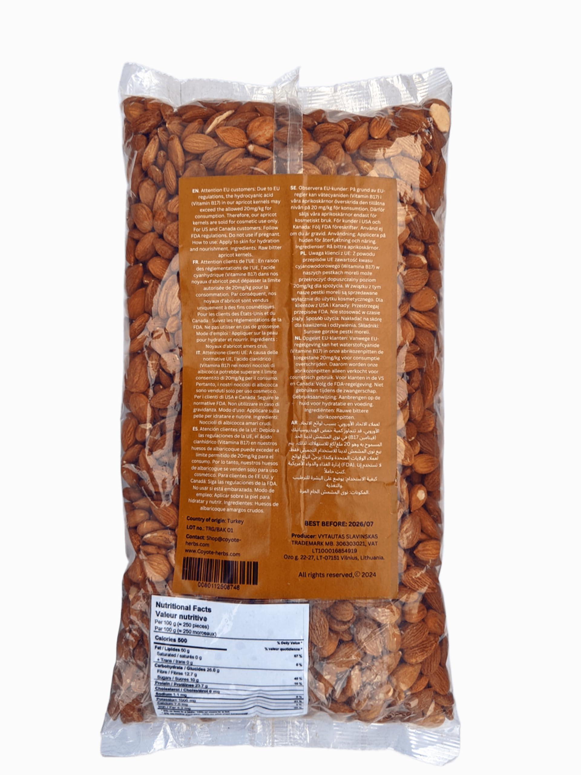 Coyote-herbs Coyote-herbs Bitter apricot kernels 1816g/ 64 oz Raw Seeds, Premium bitter Almonds - Rich in Natural Vitamin B17