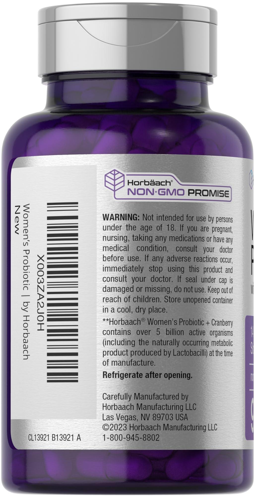 Horbach Horbaach Probiotic for Women with Cranberry | 90 Capsules | 14 Probiotic Strains | Non-GMO, Gluten Free Supplement