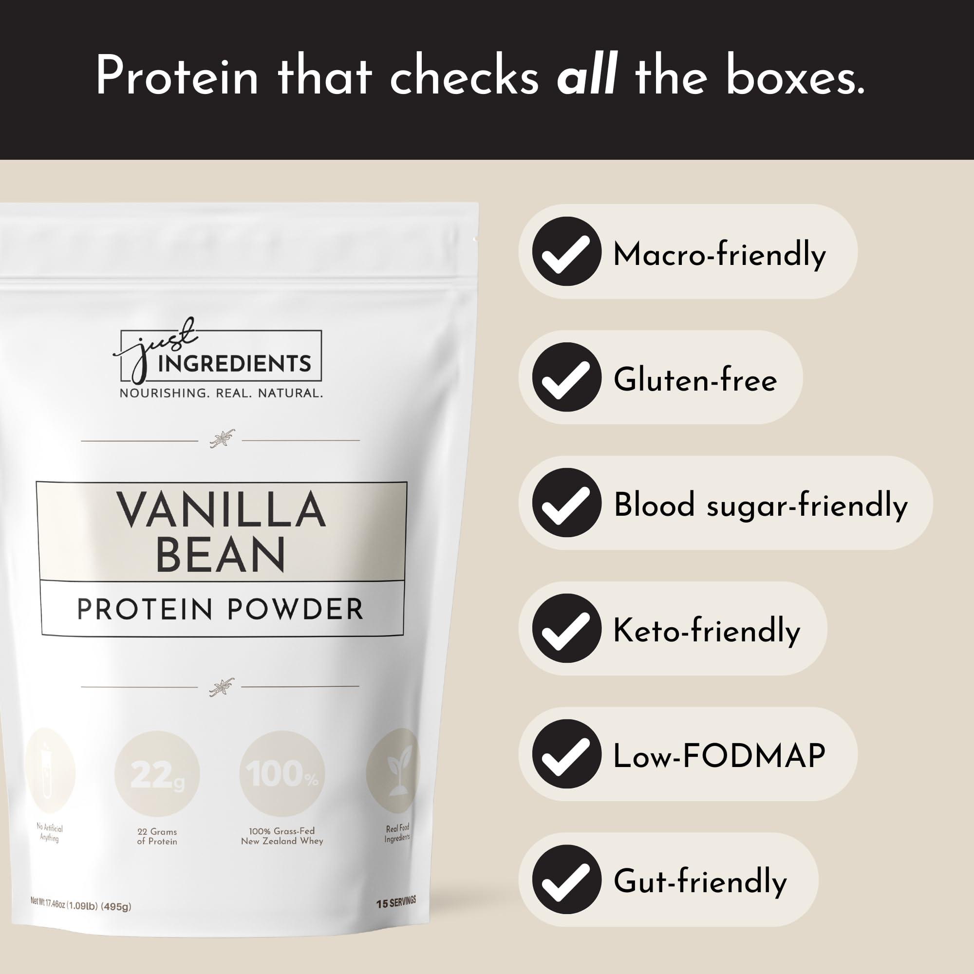 JUST INGREDIENTS JUST INGREDIENTS Vanilla Protein Powder | 15 Servings | 100% Grass-Fed Whey | Non-GMO, Gluten-Free, No Artificial Flavors