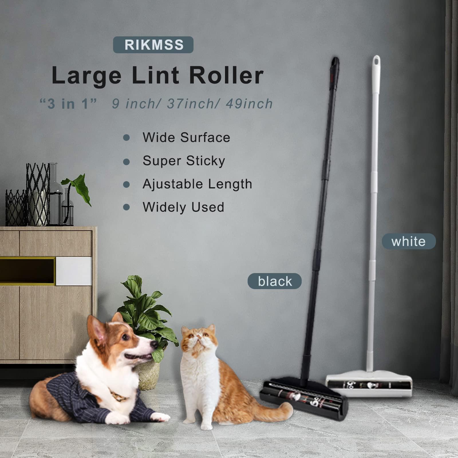 RIKMSS RIKMSS Large Lint Roller for Pet Hair Extra Sticky, 9.5" Wide Giant Carpet Floor Lint Roller with Long Handle, Large Surface Lint Remover with 5 Refills Total 360 Sheets