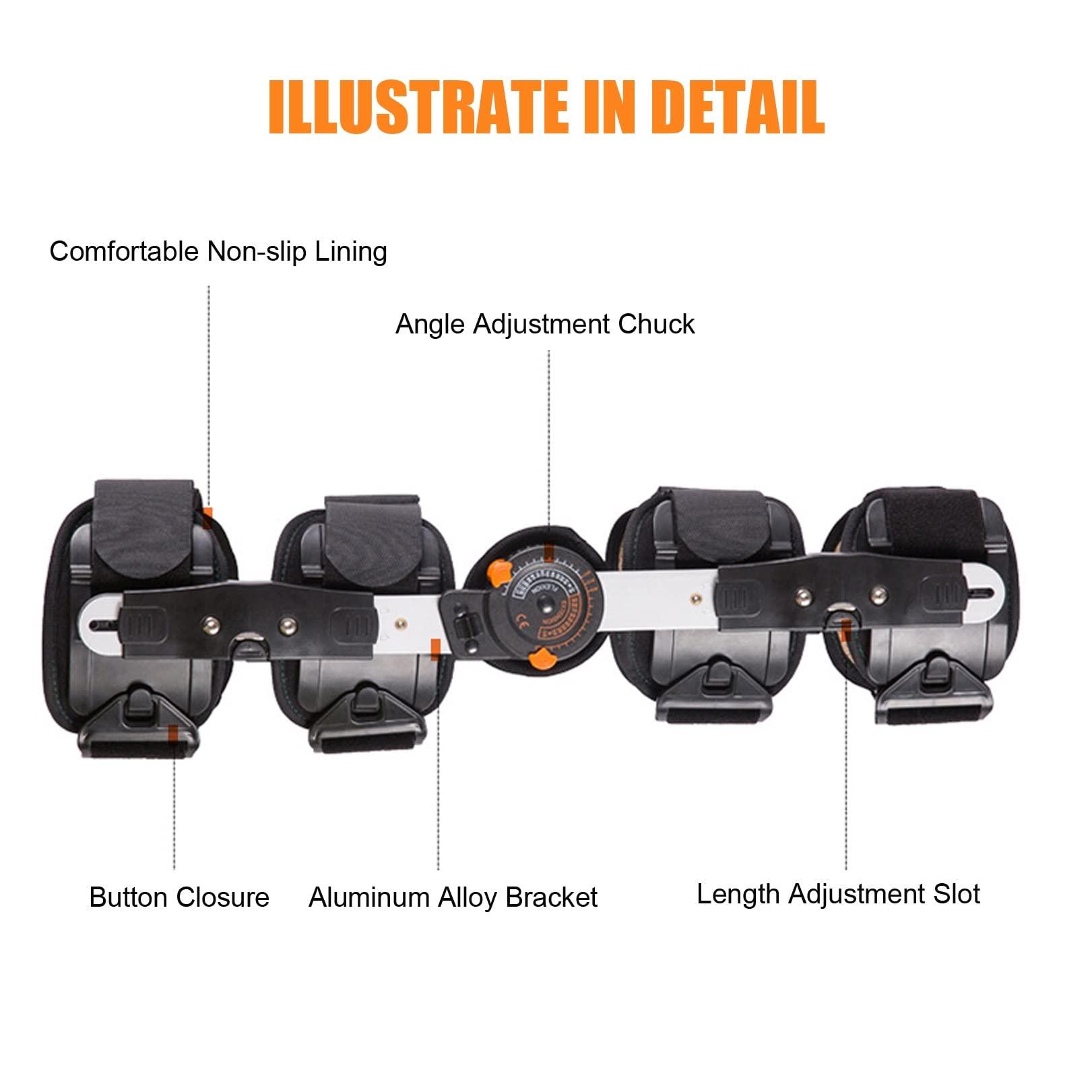 JIONET JIONET Orthopedic Support Knee Pads Adjustable -10-120 Hinged Leg Band Knee Brace Protector Powerleg Bone Orthosis Ligament Care for Meniscus Repairs (Color : Black)