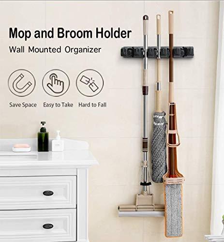 IMILLET IMILLET Mop and Broom Holder, Wall Mounted Organizer Mop and Broom Storage Tool Rack
