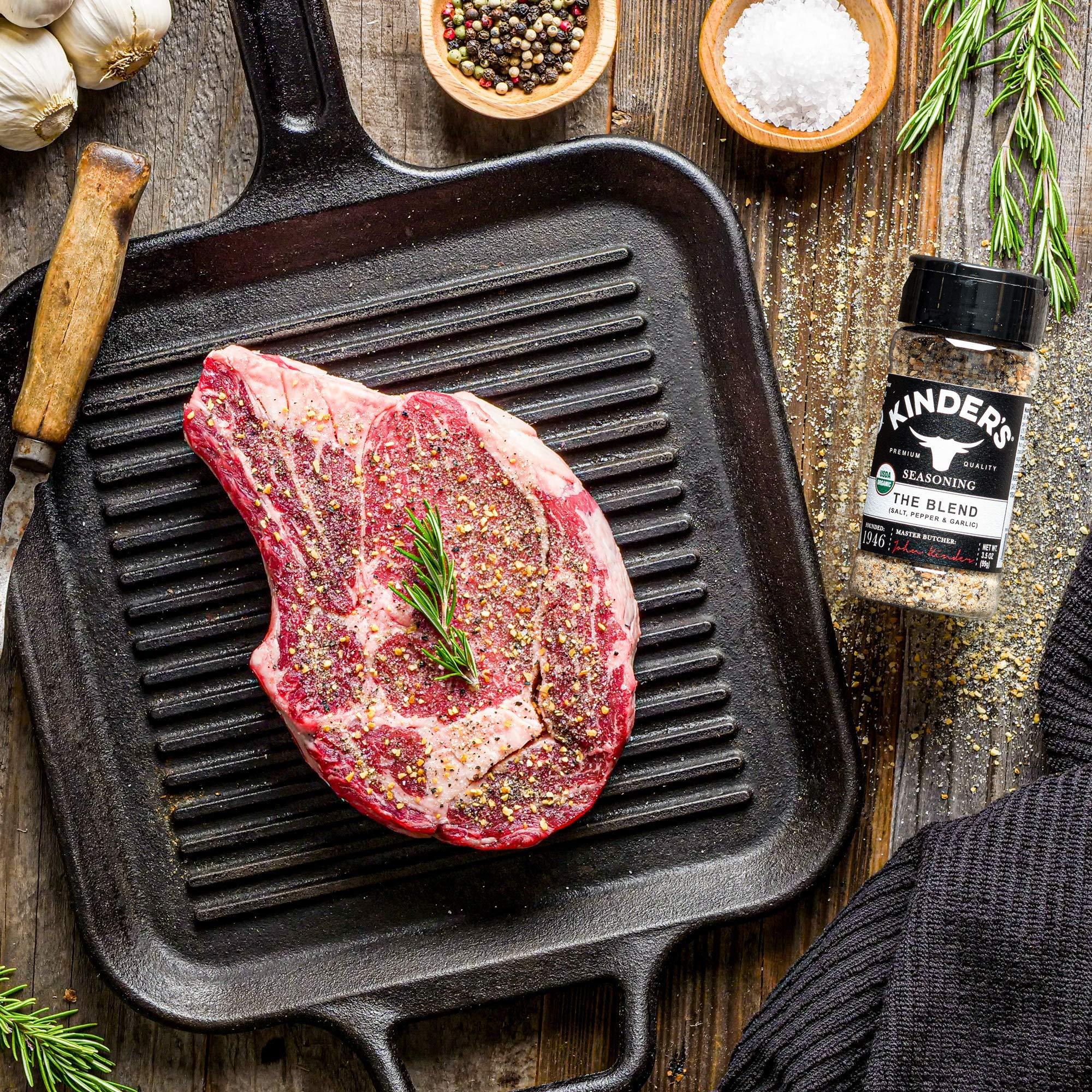 KINDER'S Kinder\'s Organic The Blend (Salt, Pepper and Garlic), Premium Quality Seasoning, MSG Free and USDA Certified Organic, 3.5oz